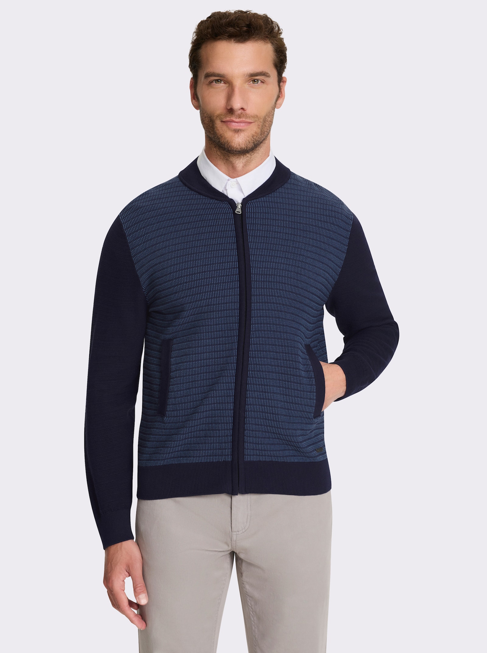 Marco Donati Strickjacke aus reiner Baumwolle - marine-meliert