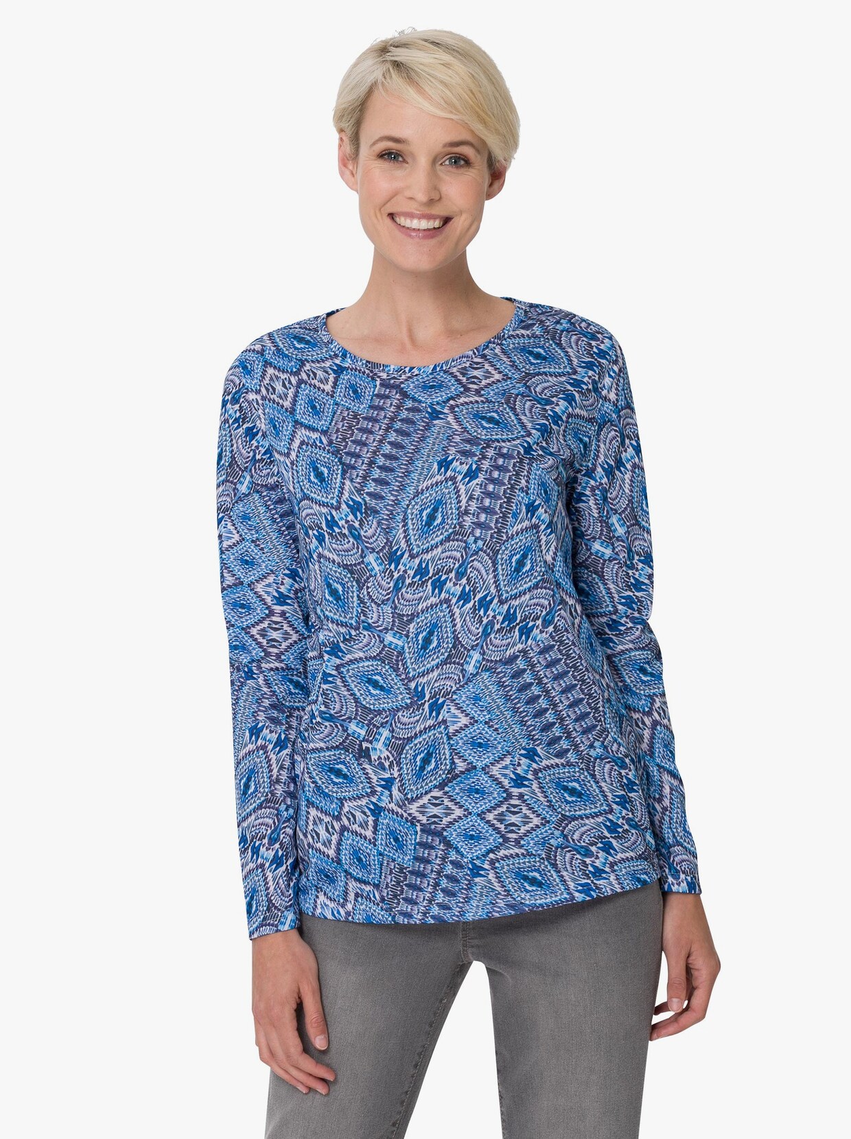 Shirt met lange mouwen - middenblauw geprint
