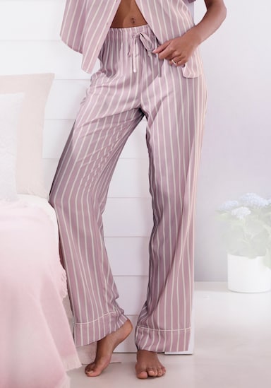 LASCANA Bas de pyjama - vieux rose à rayures