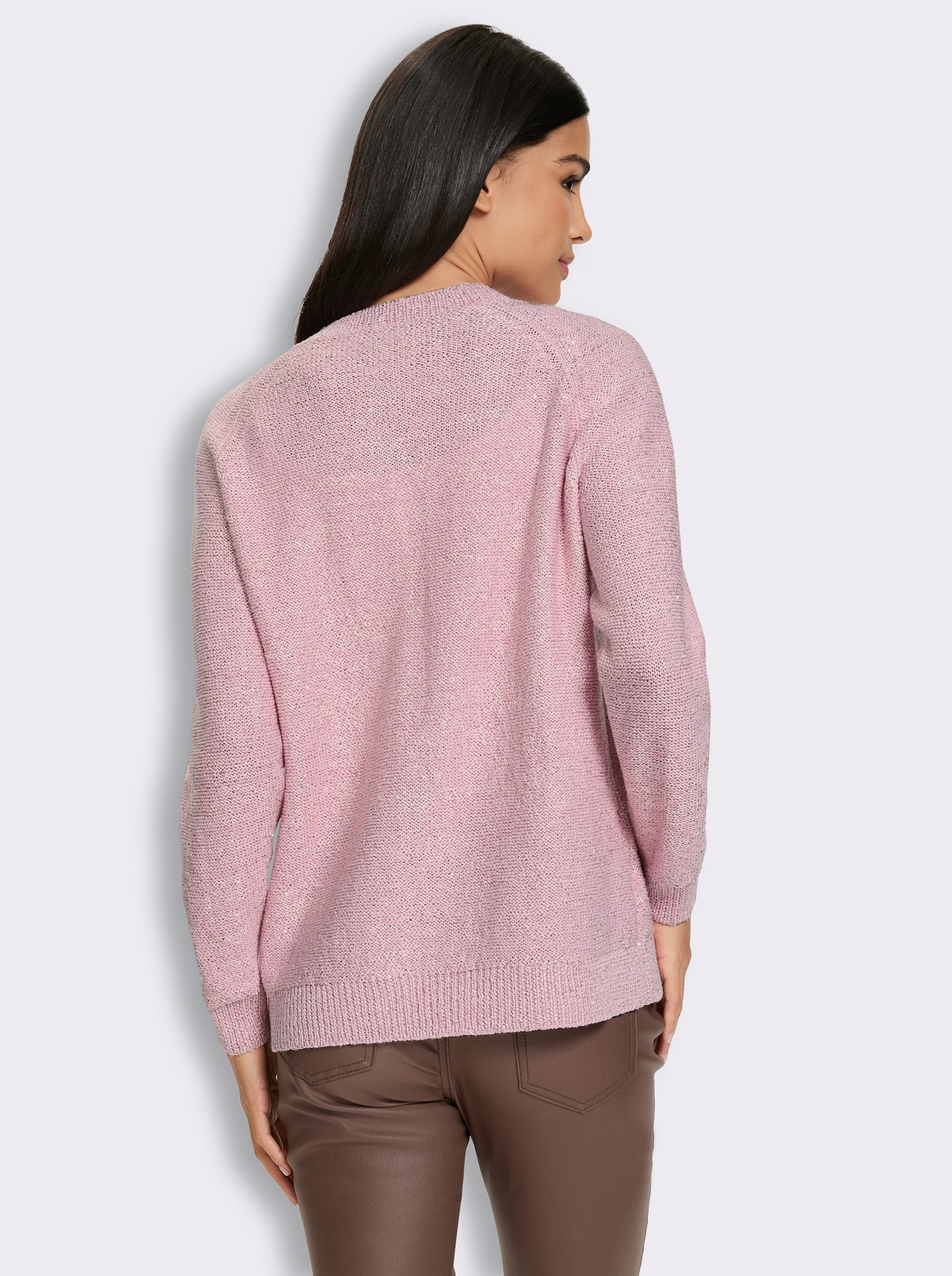heine Strickjacke mit Pailletten - rosé