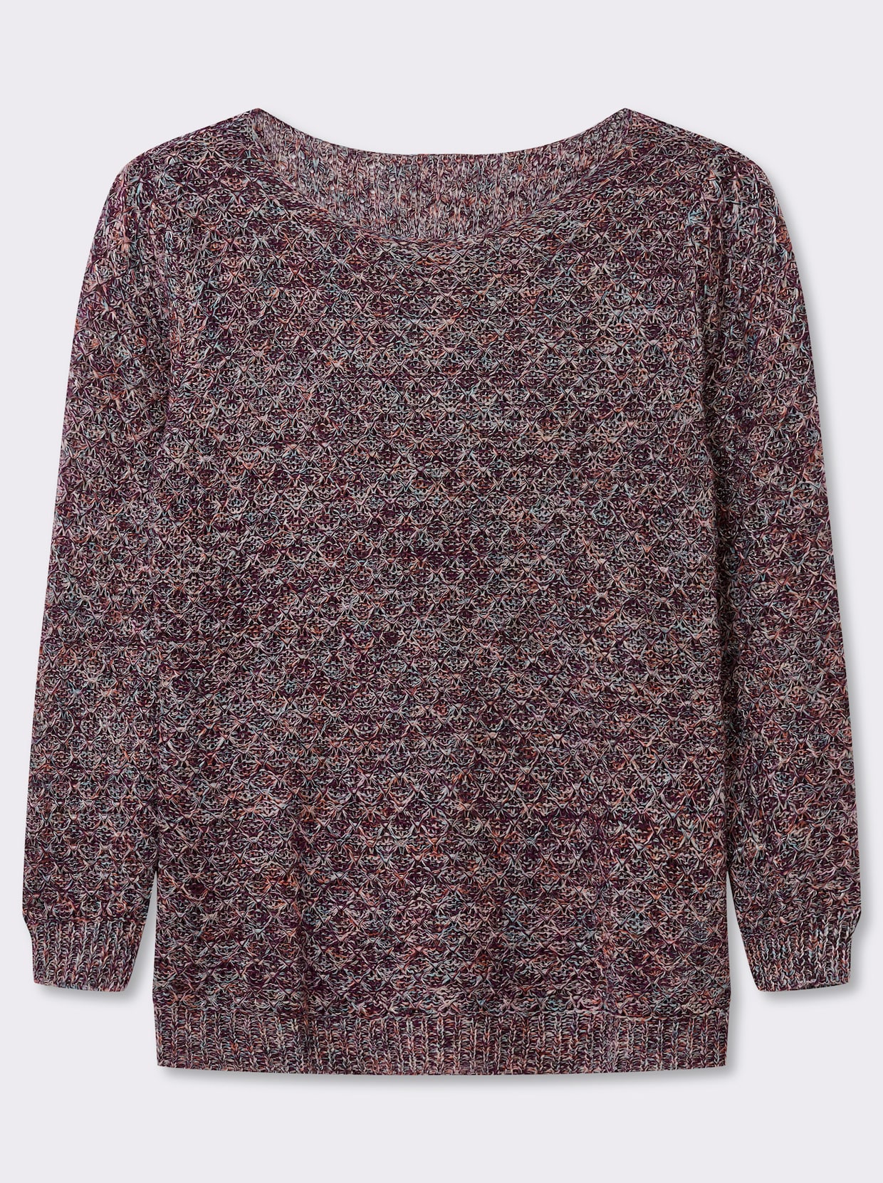 Rundhalspullover mit Multicolor-Garn - bordeaux-gemustert