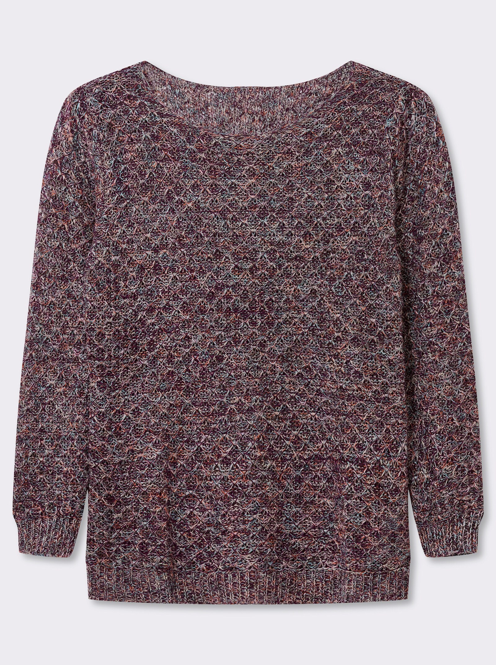 Rundhalspullover mit Multicolor-Garn - bordeaux-gemustert