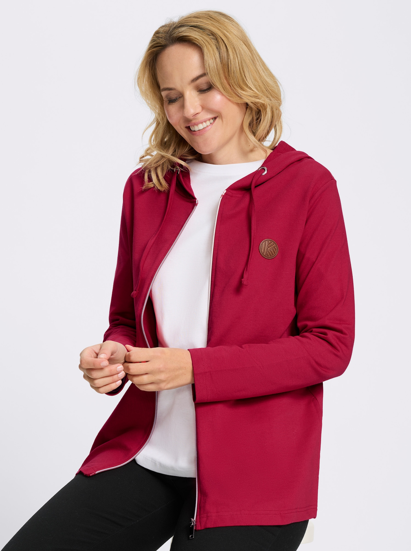 Sweatjacke mit Kapuze - rot