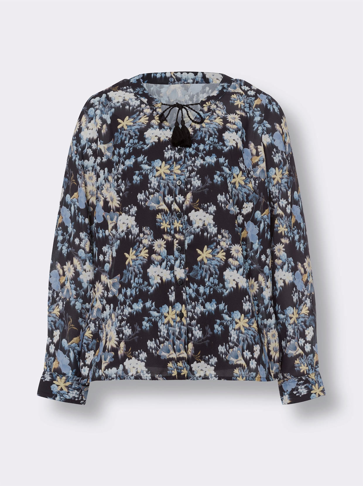 heine Blouse met print - Zwart/lichtblauw bedrukt