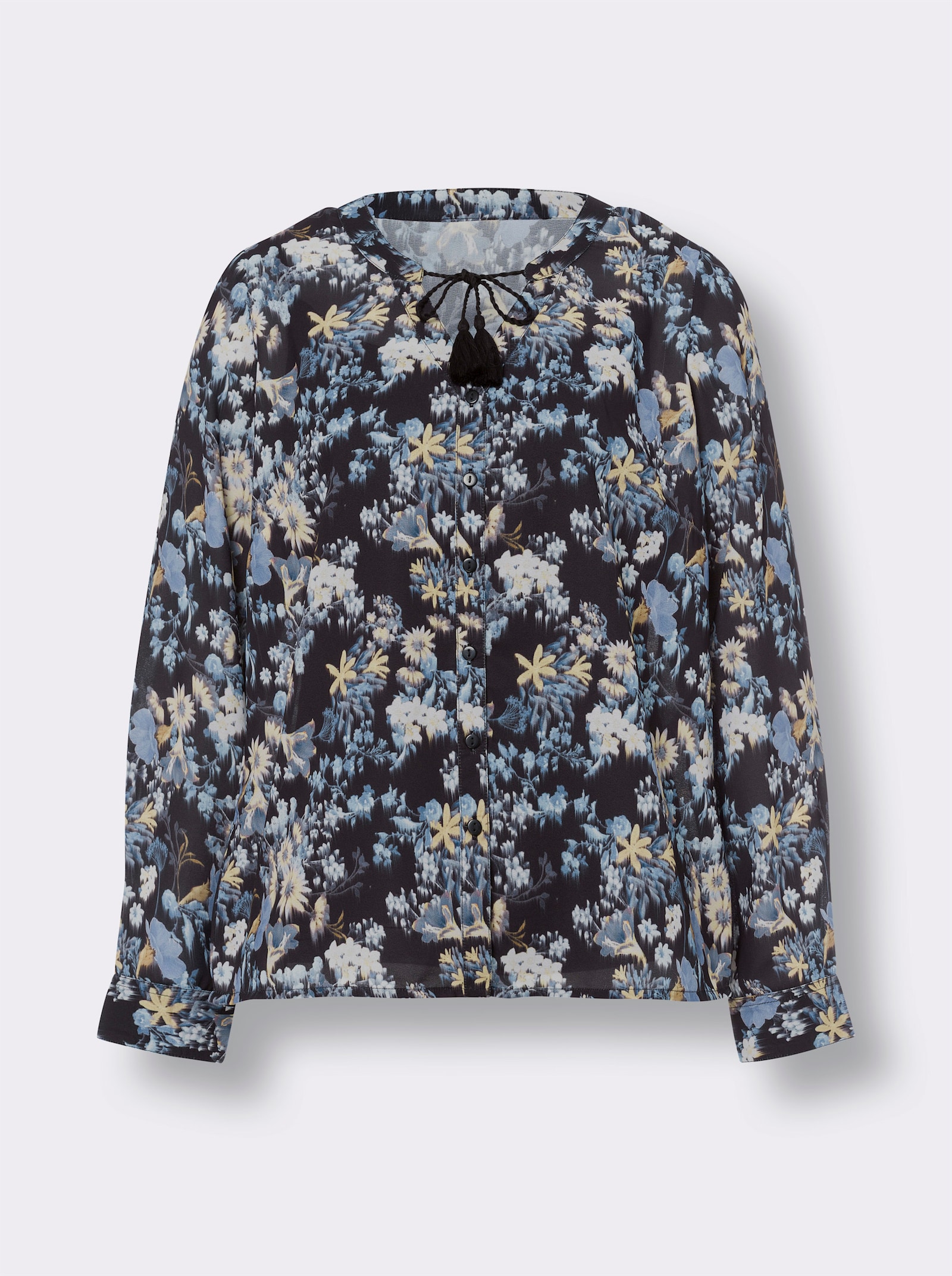 heine Blouse met print inclusief top - Zwart/lichtblauw bedrukt