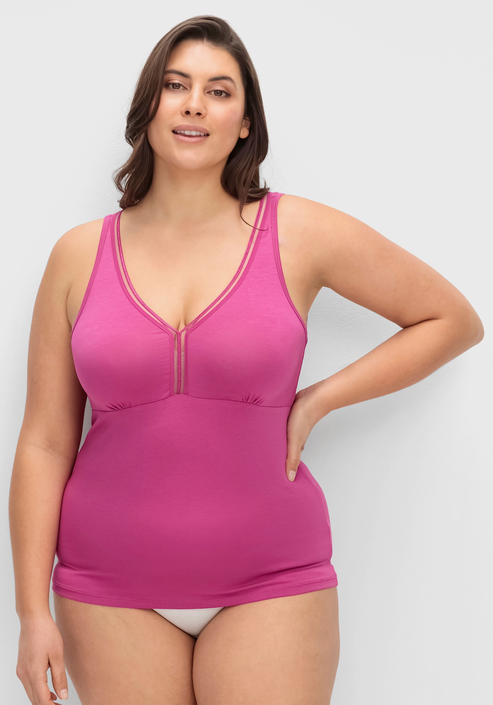 wäschepur BH-Hemd mit elastischem Zierband - magenta