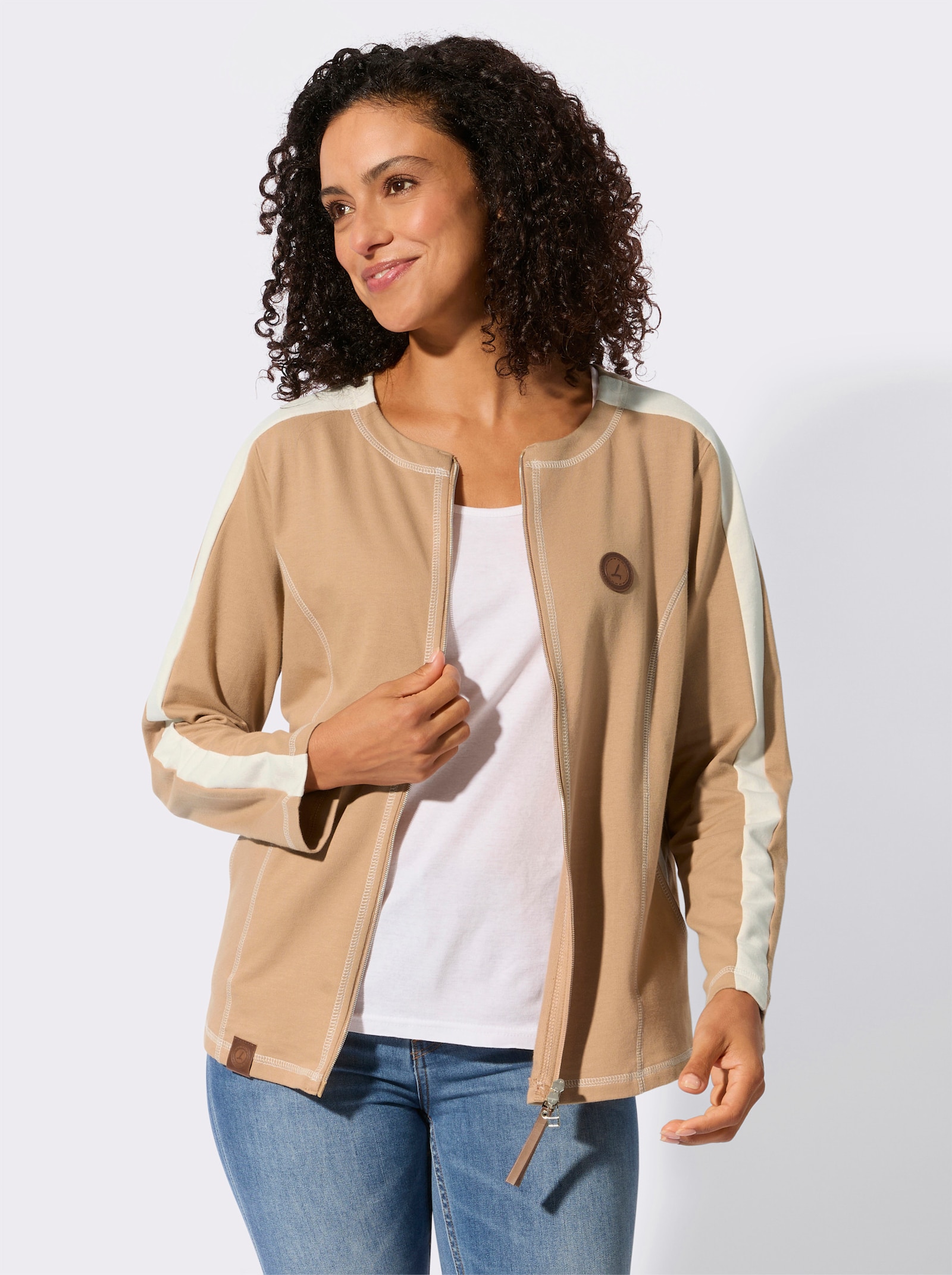 Shirtjacke - camel-ecru
