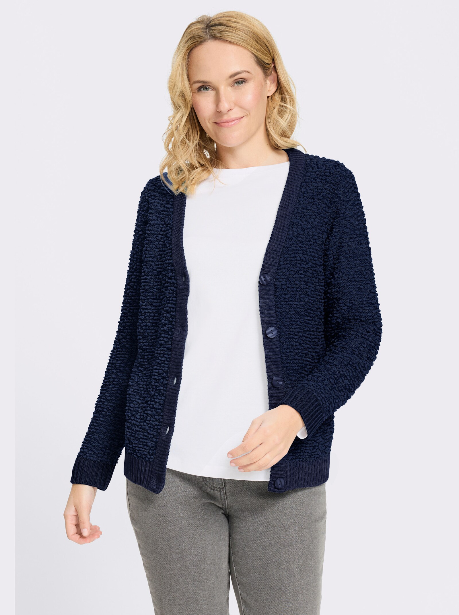 Cardigan aus Effektgarn - marine