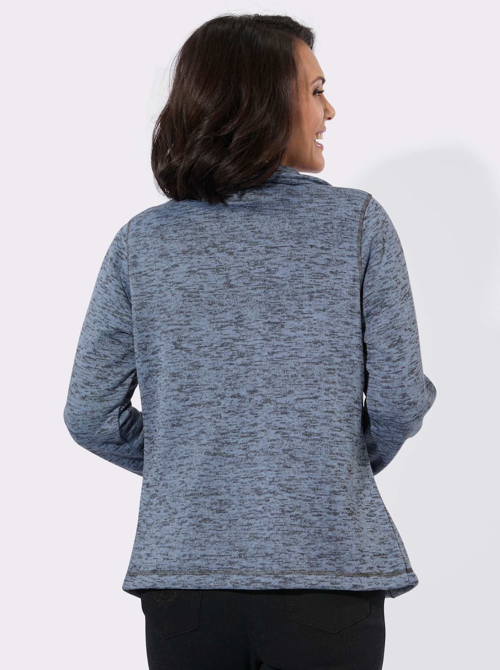 Strickfleece-Jacke mit Teilungsnähten - bleu-meliert