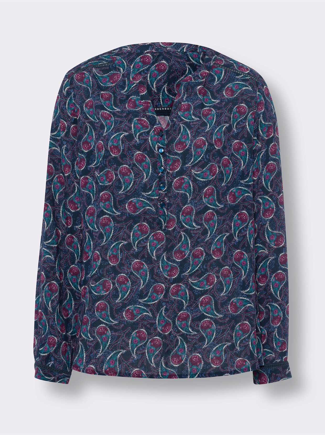 heine Blouse met lange mouwen - donkerblauw/roze bedrukt