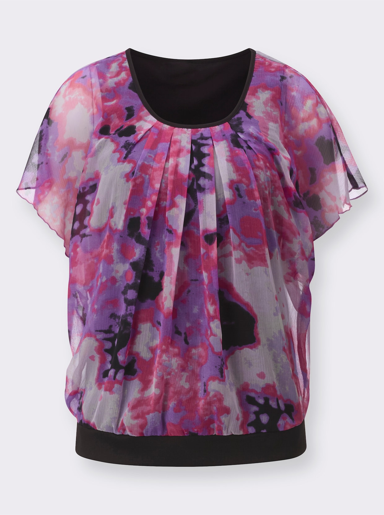 Chiffonbluse - lila-fuchsia-bedruckt