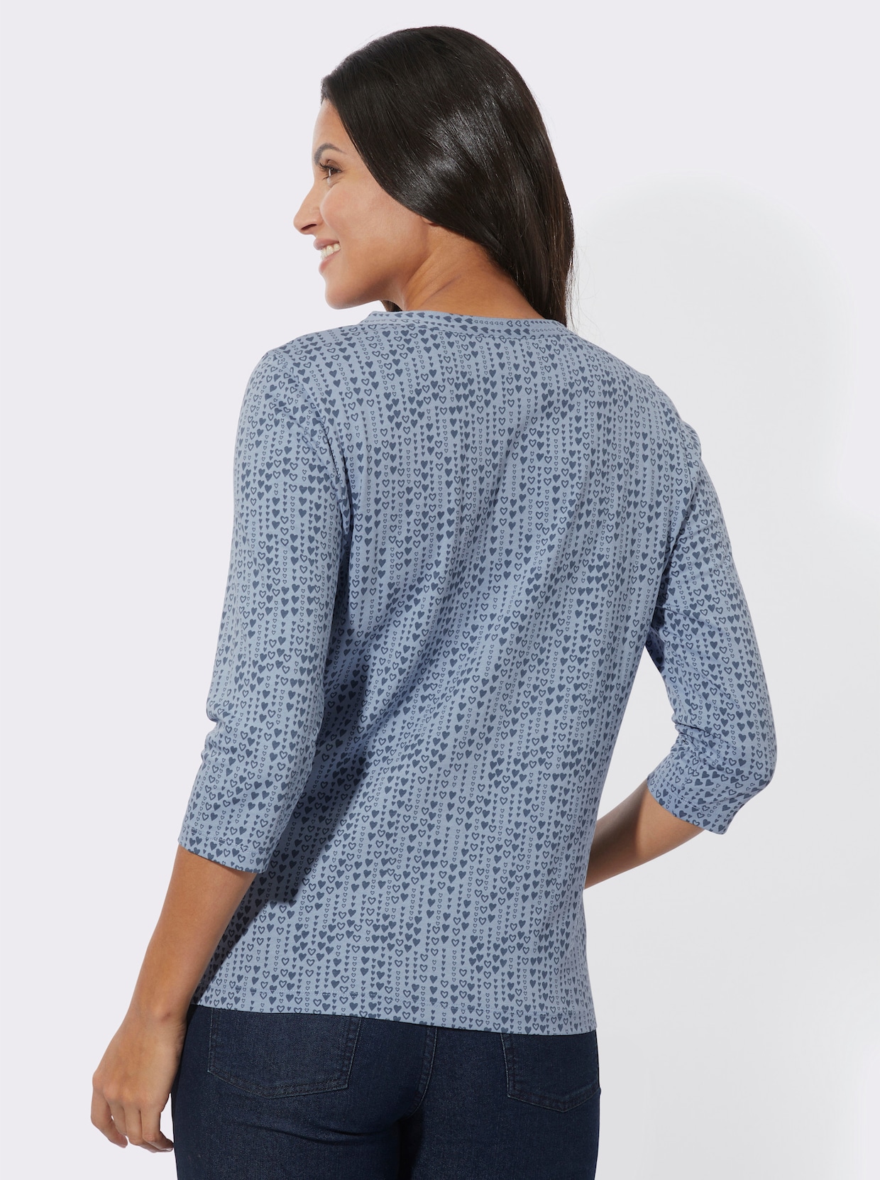 Shirt met 3/4-mouw - bleu/rookblauw bedrukt