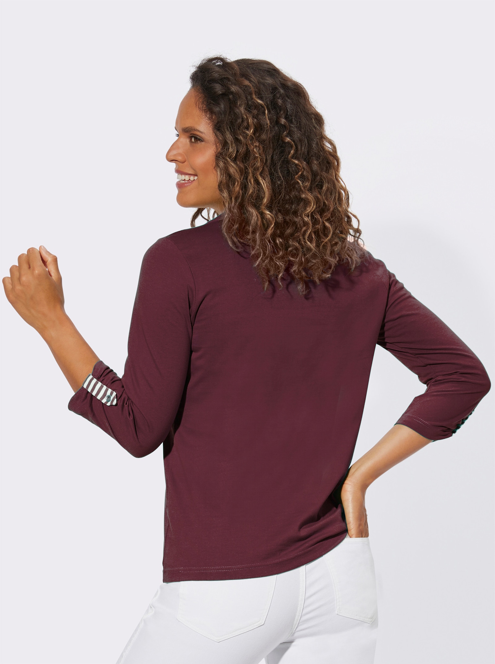 Shirt met 3/4-mouwen in 2-in-1-look - bordeaux