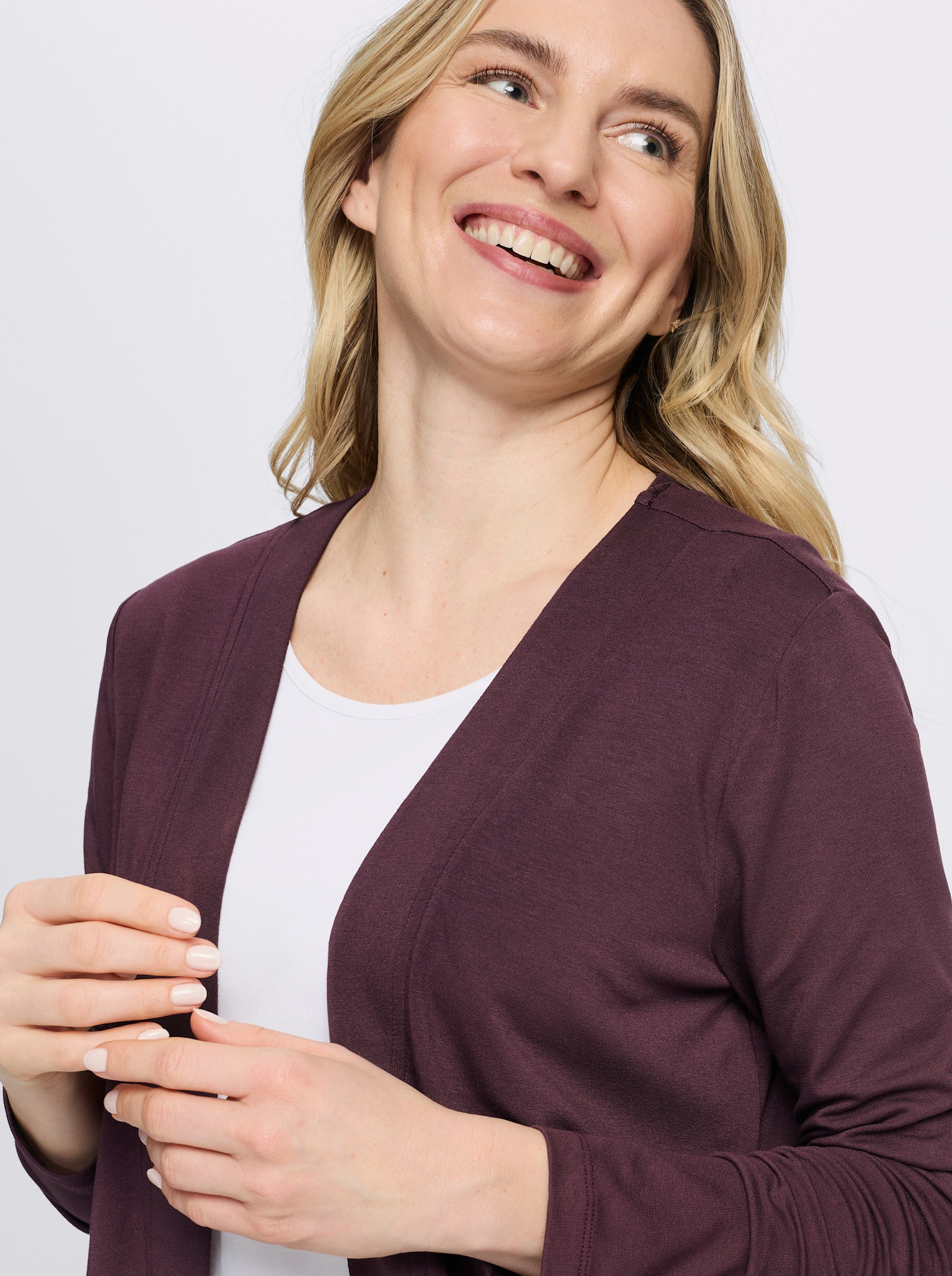 Shirtjacke in offener Form - burgund