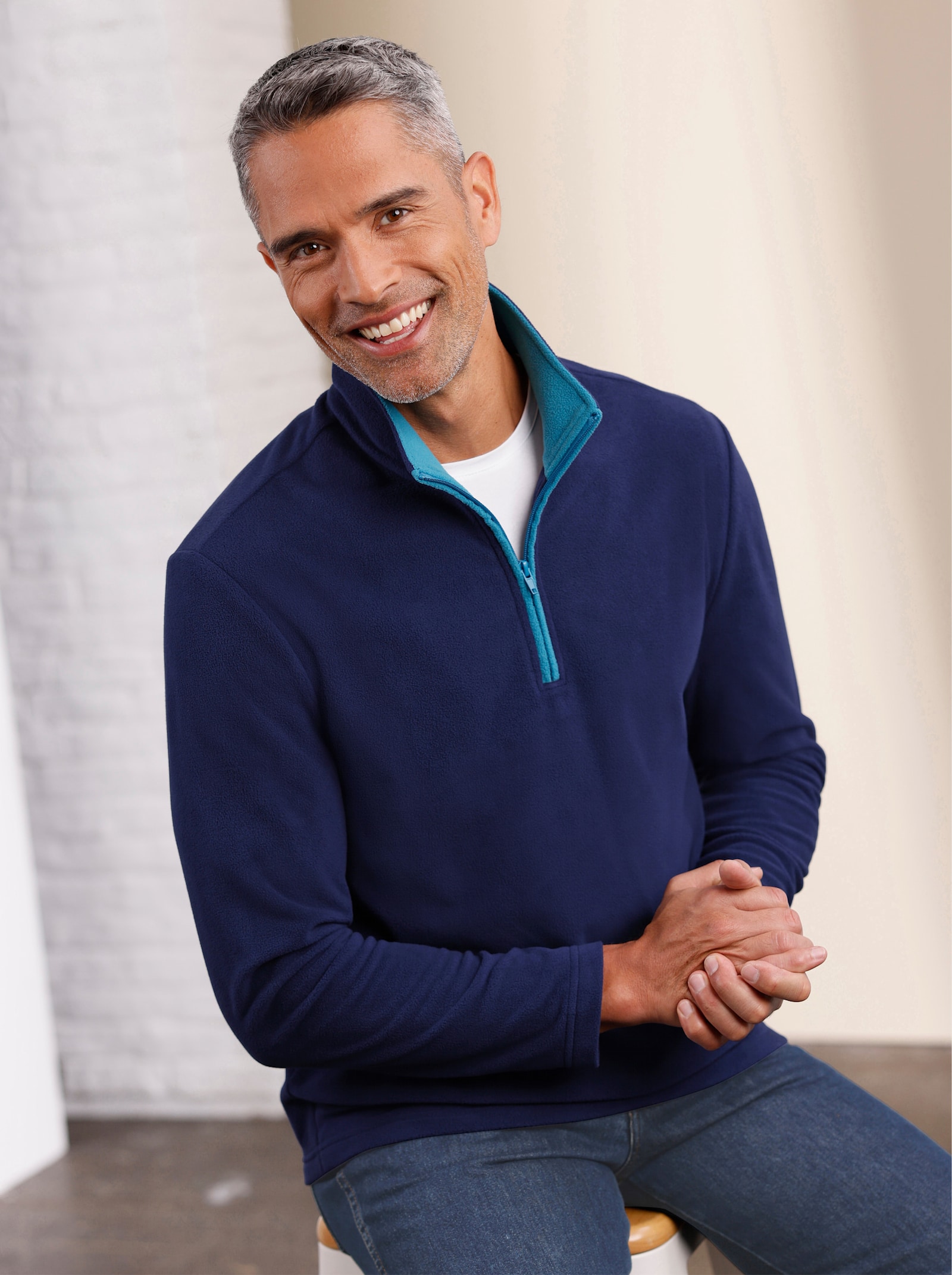 Fleeceshirt mit Zipper - marine