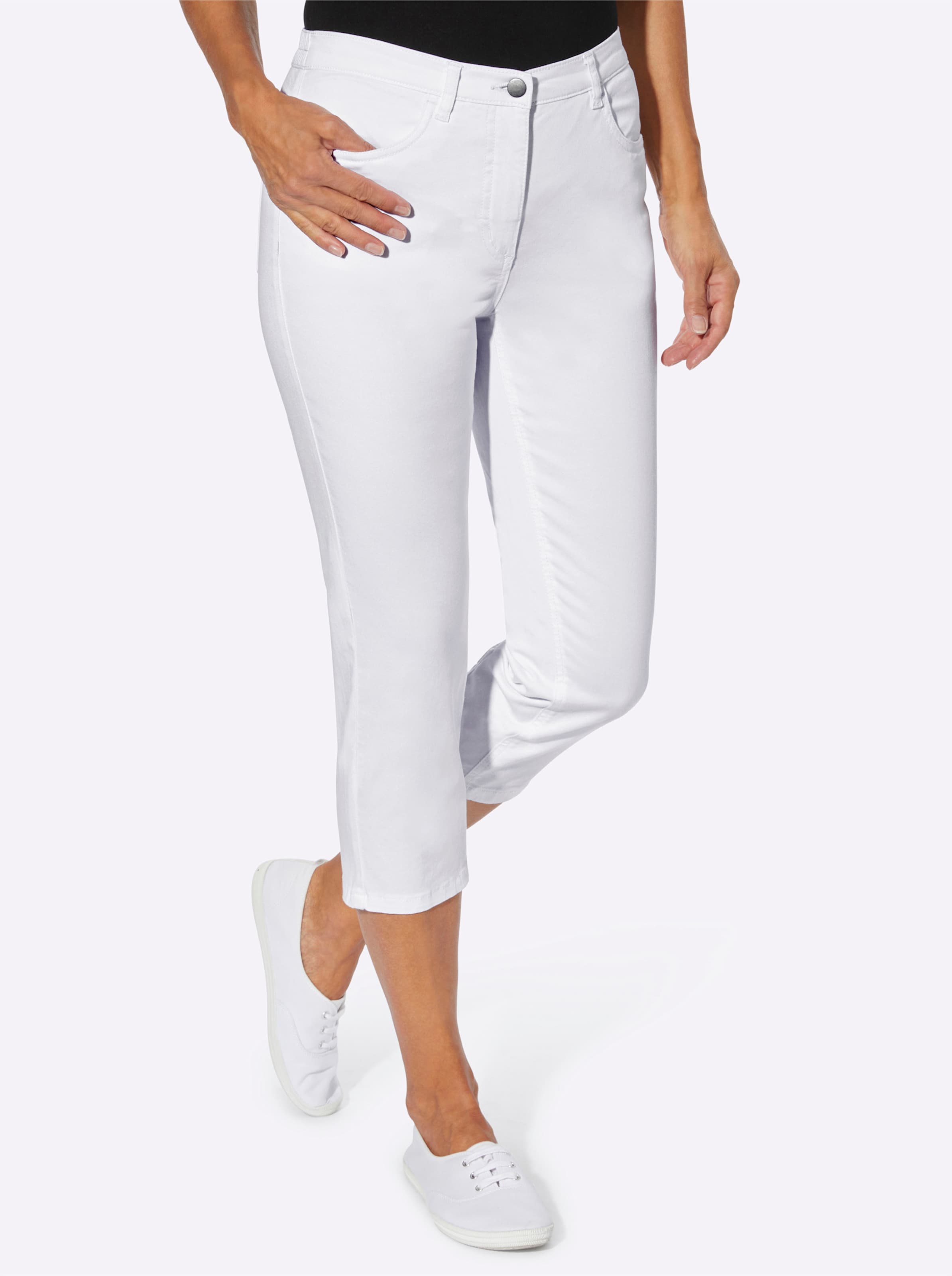 Witt Damen 3/4-Jeans mit Zier-Schnürungen, weiß