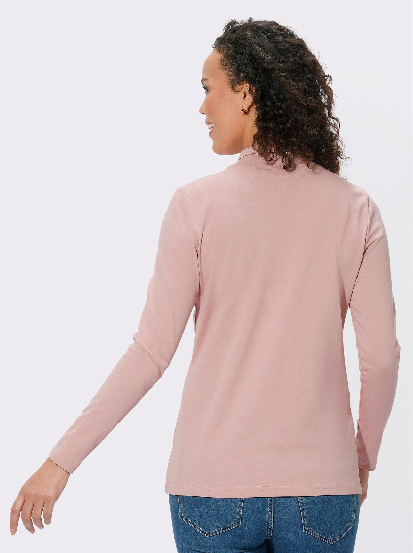 Stehkragenshirt mit Langarm - hortensie