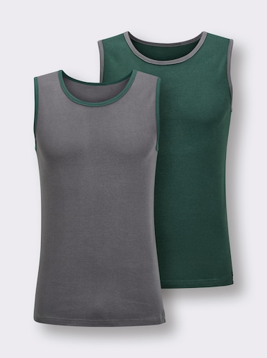 wäschepur men Unterhemd - anthrazit + moos