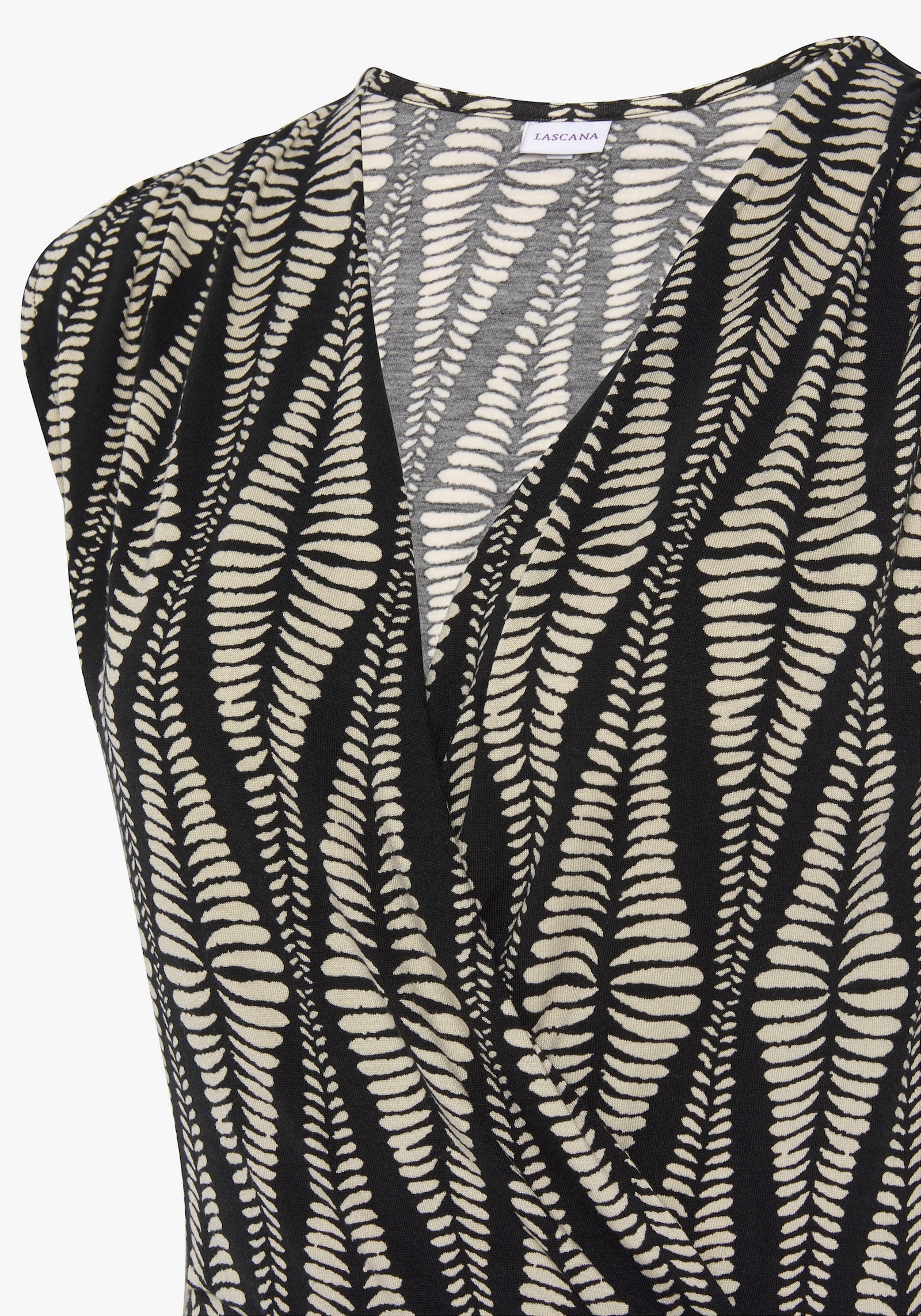 LASCANA Shirttop - zwart/zand bedrukt