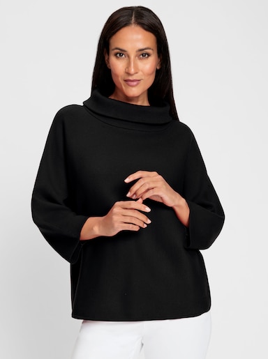heine 3/4 Arm-Pullover mit halsfernem Rollkragen - schwarz