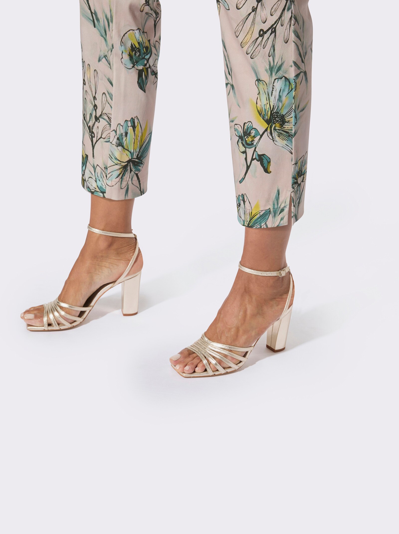 Druckhose im 5 Pocket-Style - elfenbein-mint-bedruckt
