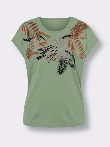 Kurzarmshirt - eucalyptus-cognac