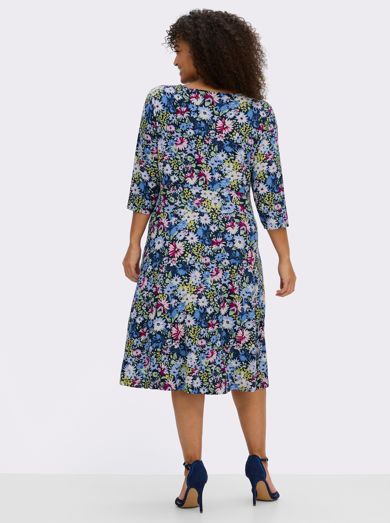sheego by Joe Browns Jerseykleid mit Blumenprint - tiefblau-himmelblau-gemustert