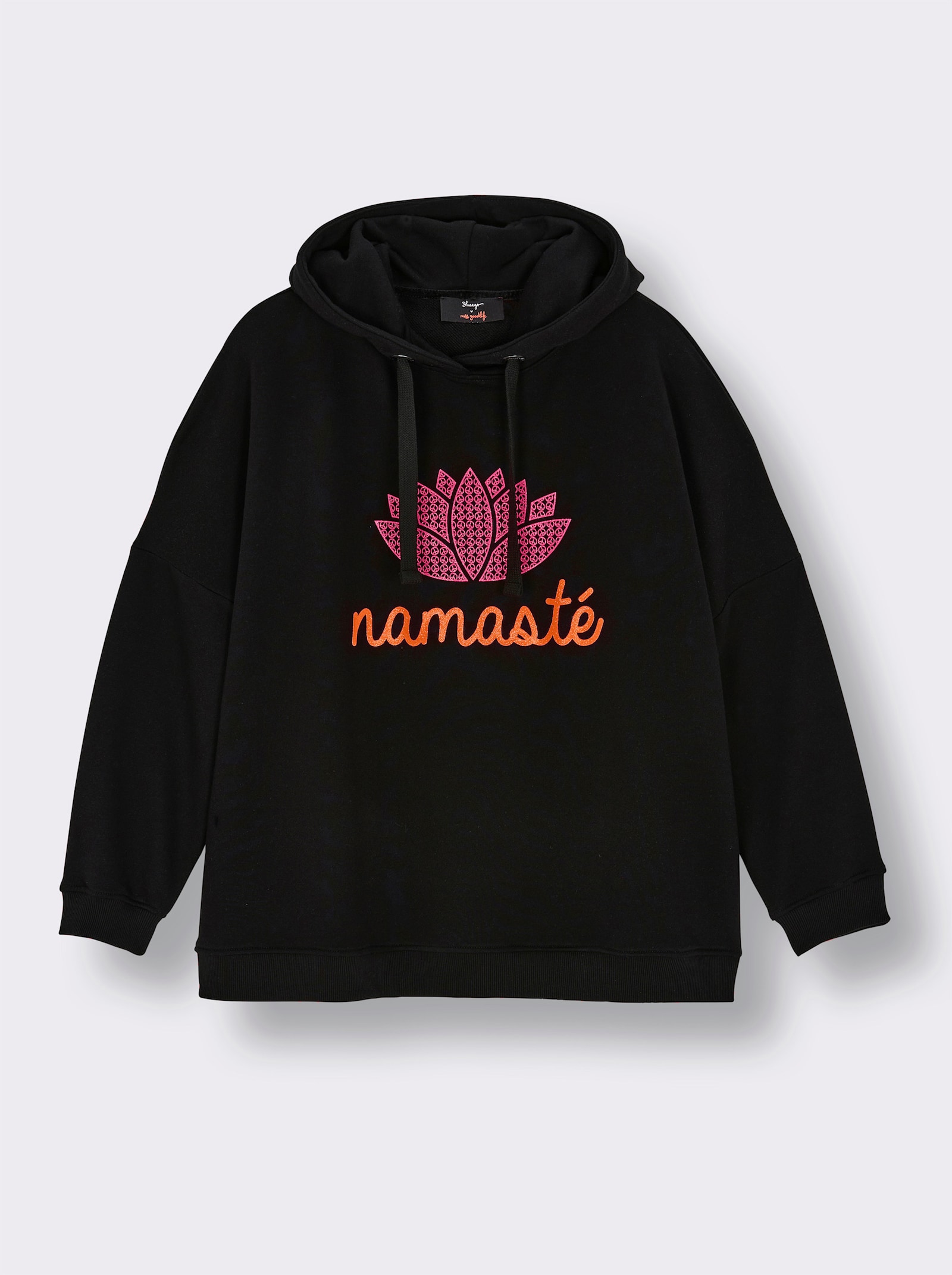 sheego loves miss goodlife Hoodie mit Statementprint - schwarz-pink-bedruckt