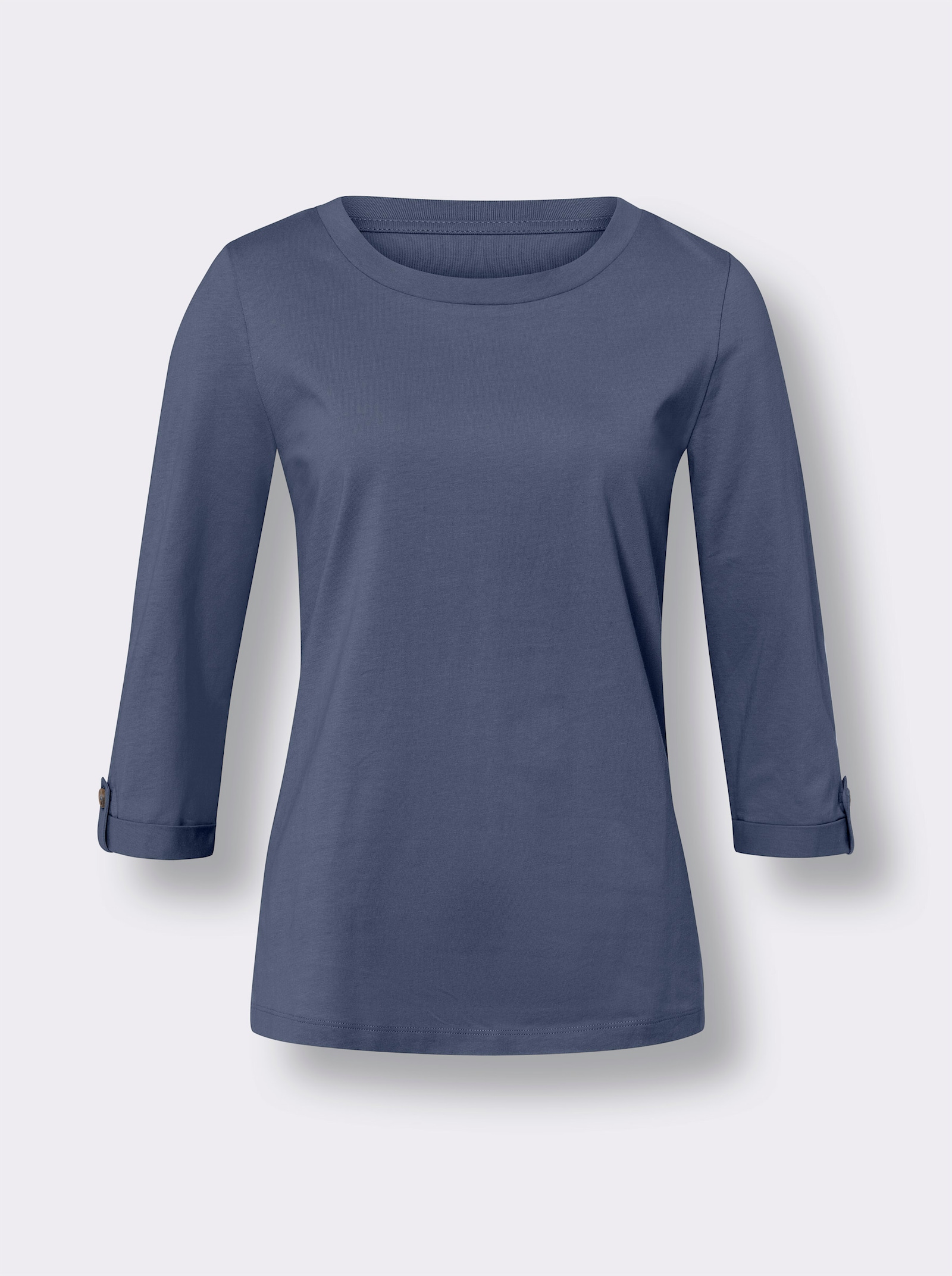 3/4-Arm-Shirt aus reiner Baumwolle - rauchblau