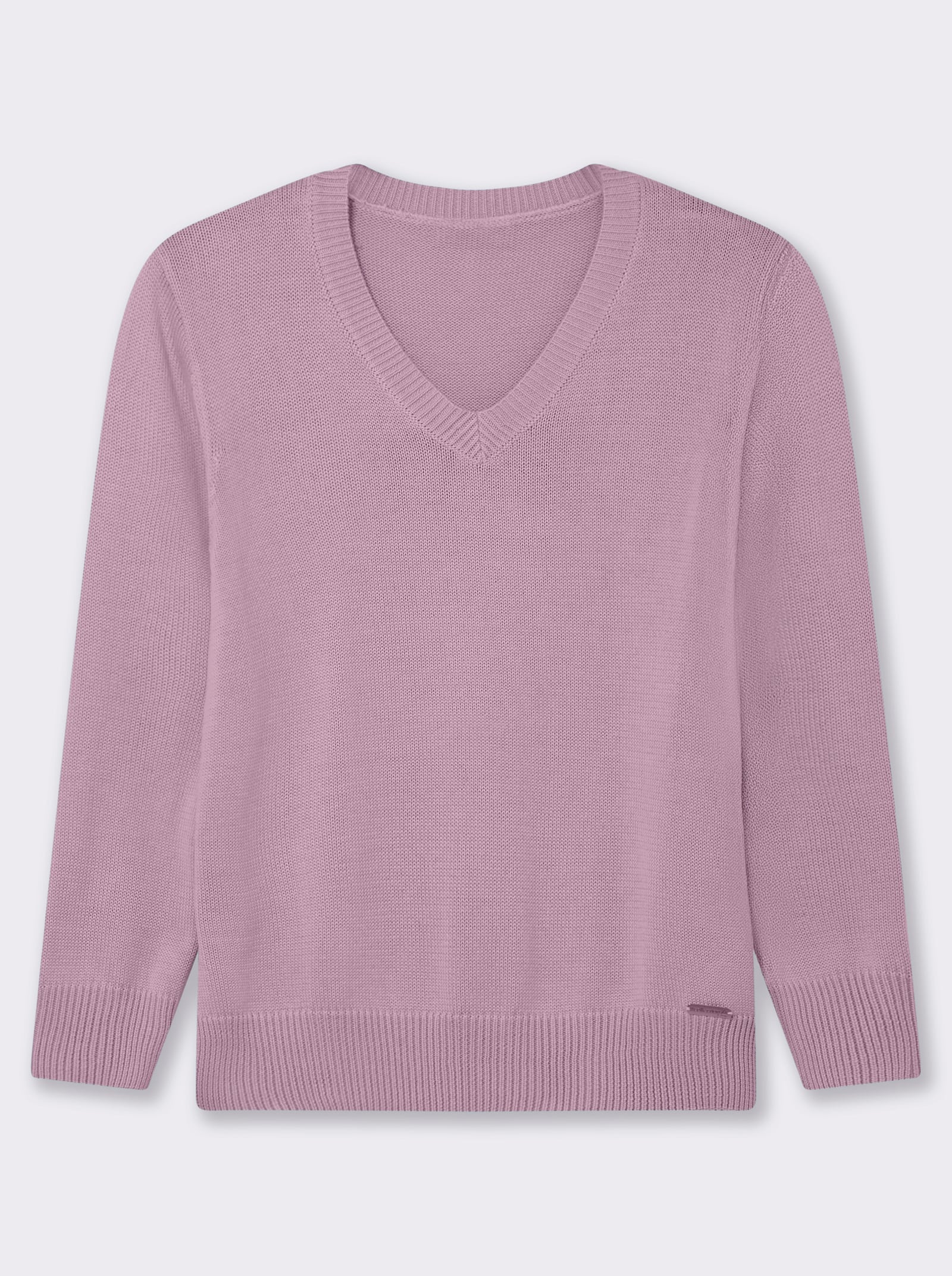 V-Ausschnitt-Pullover mit Baumwolle - altrosé