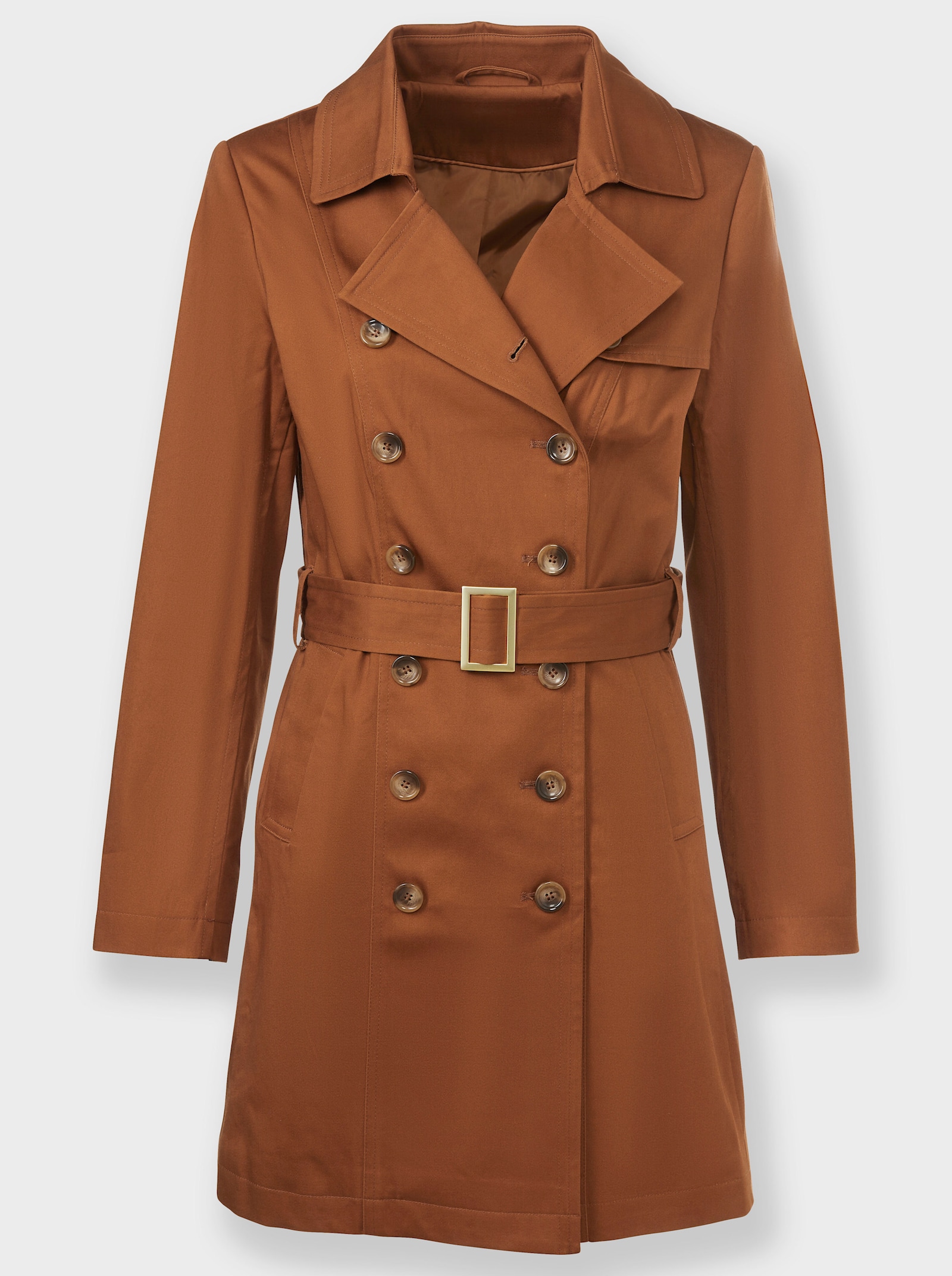 heine Trenchcoat met zijzakken - cognac