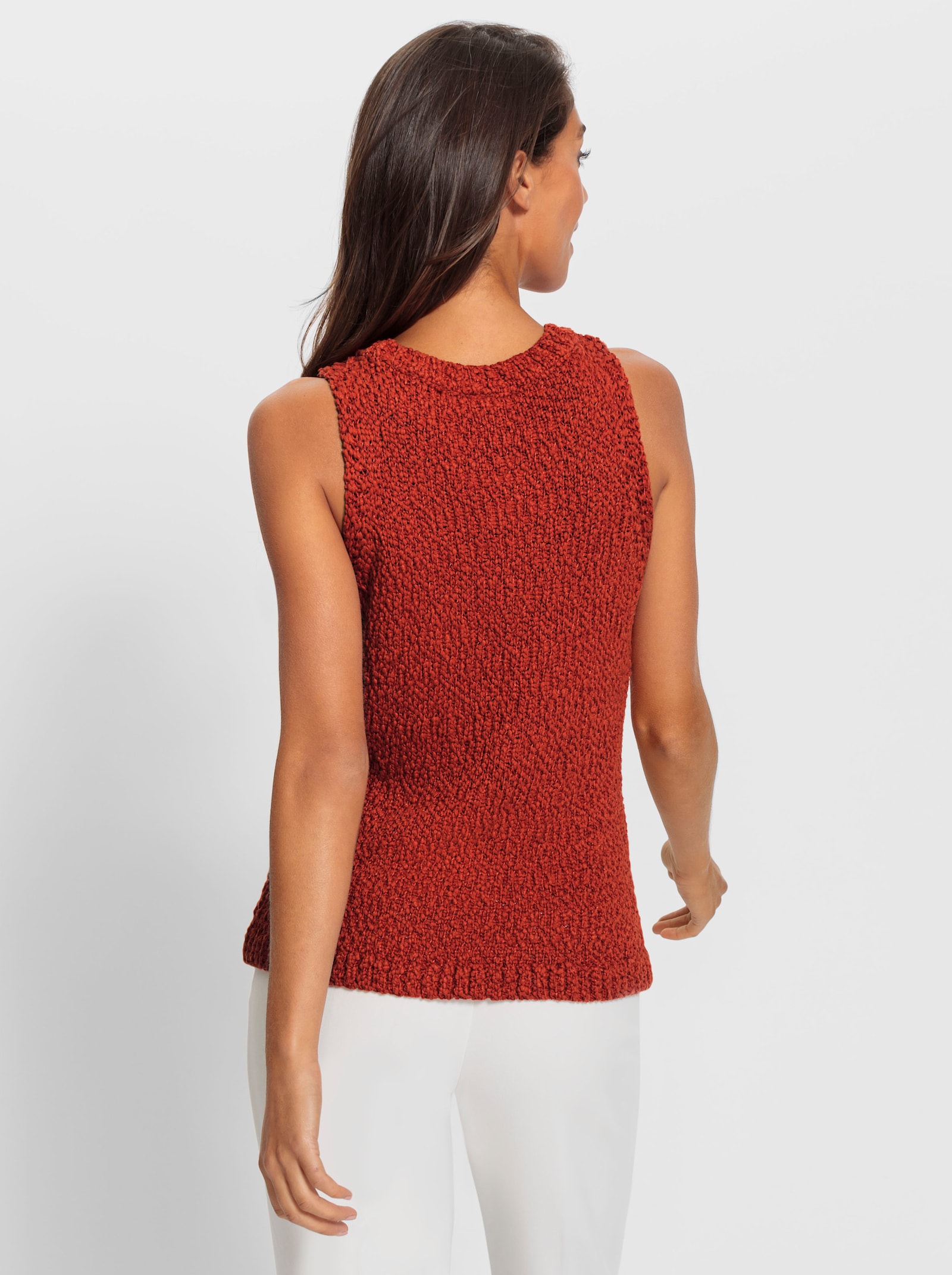 heine Stricktop in Effektgarn - rostrot