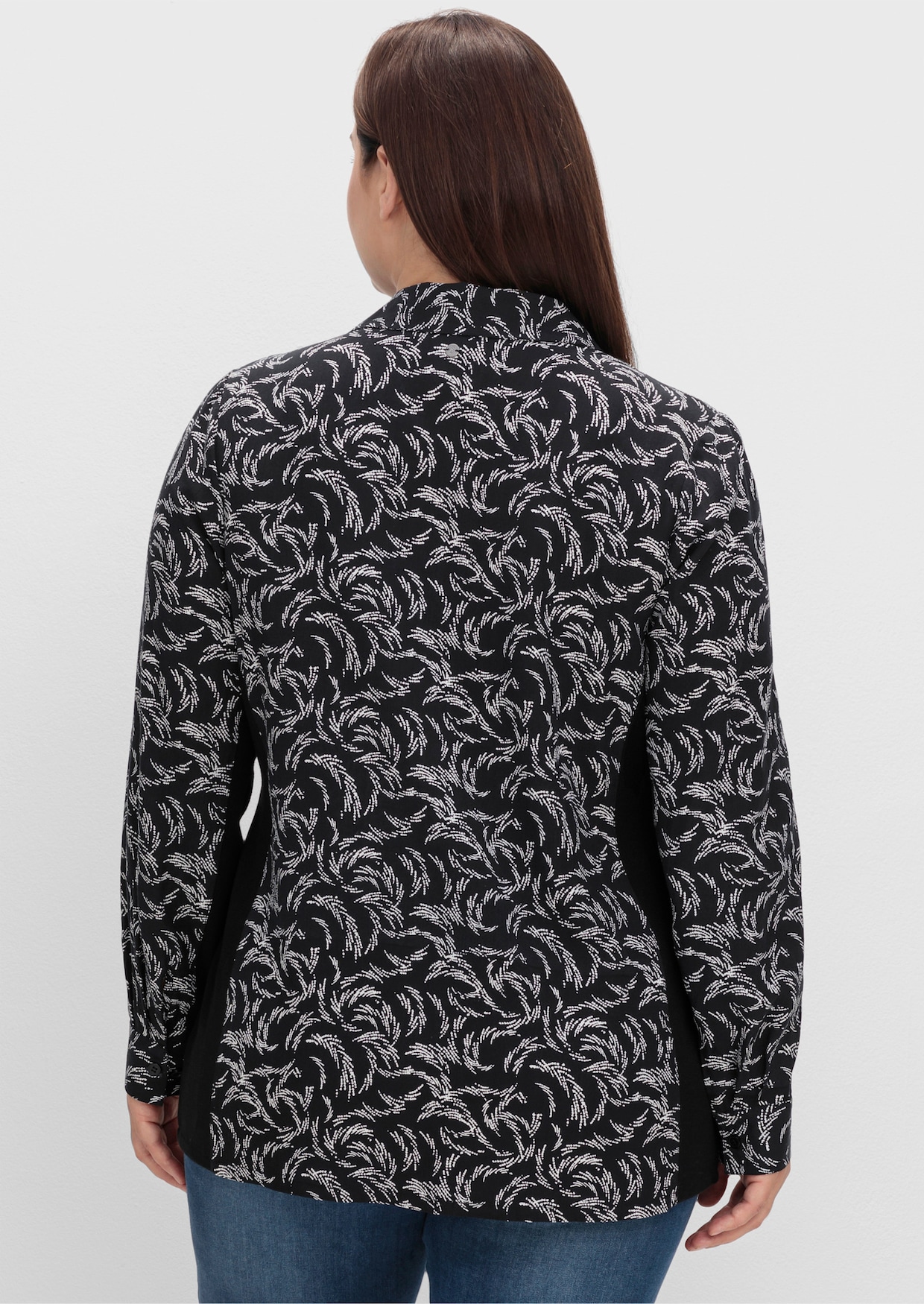 sheego Katoenen blouse - zwart/wit gedessineerd