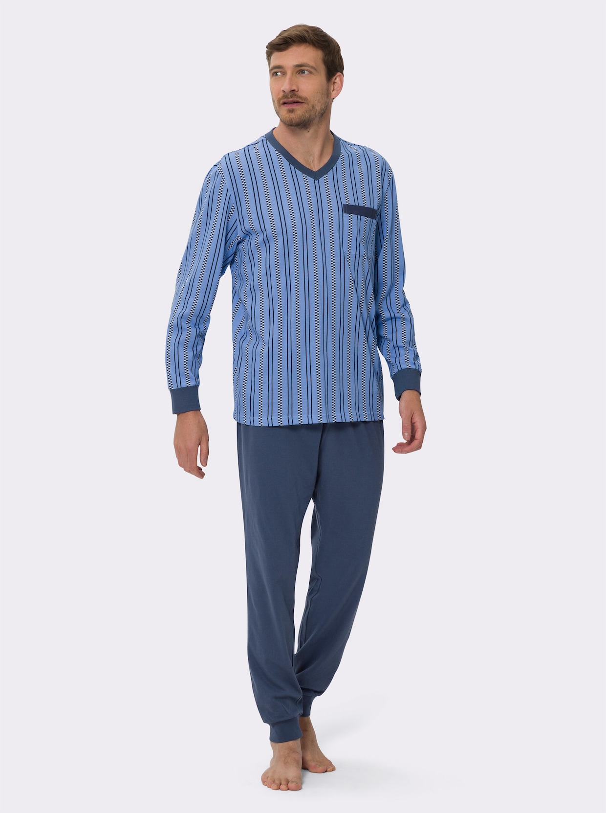 Schlafanzug - himmelblau-dunkelblau