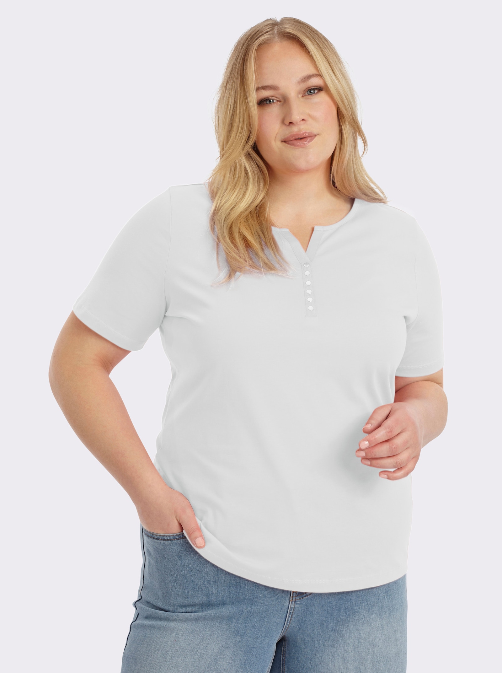 Kurzarmshirt aus reiner Baumwolle - weiß