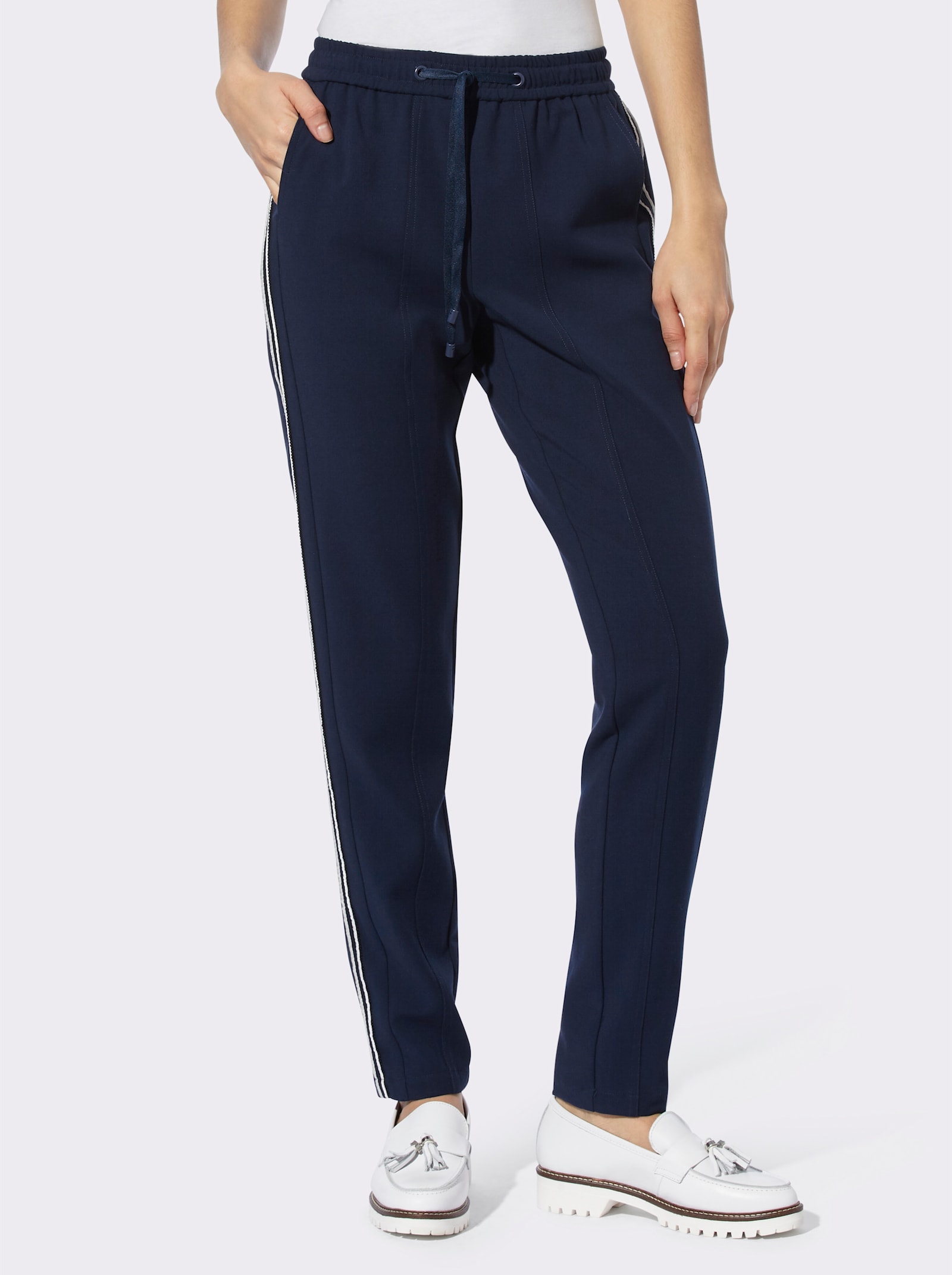 heine Jogpants met bindceintuur op de comfortband rondom - marine