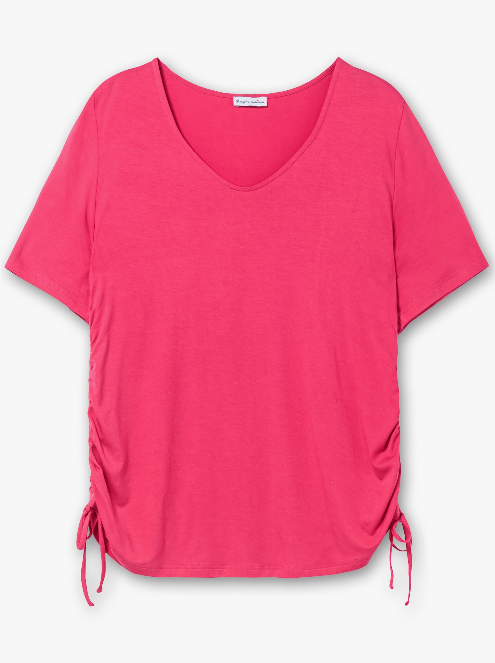 sheego by Joe Browns V-Shirt mit seitlicher Raffung - pink