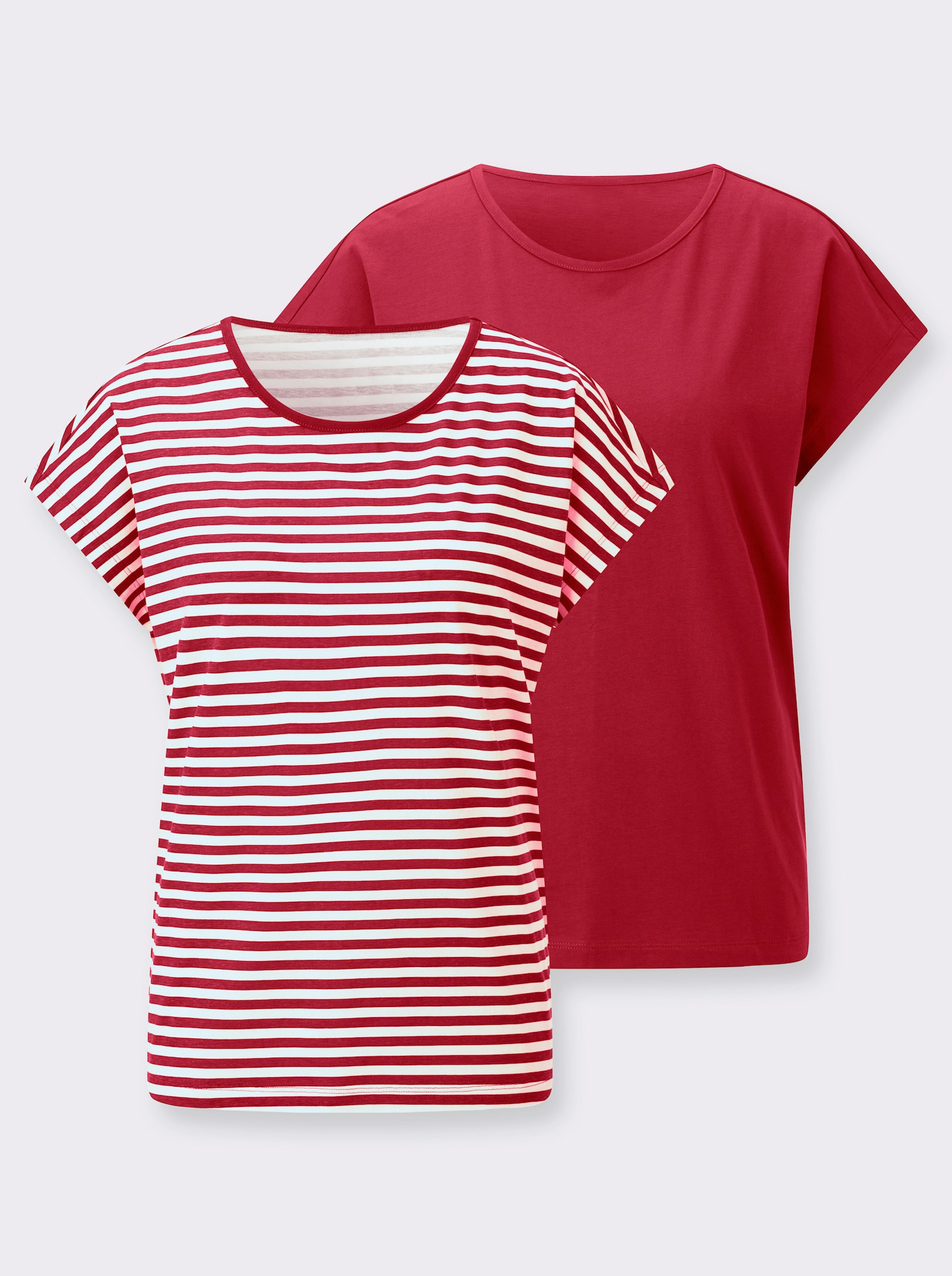 Shirt-Set mit überschnittenen Schultern - rot