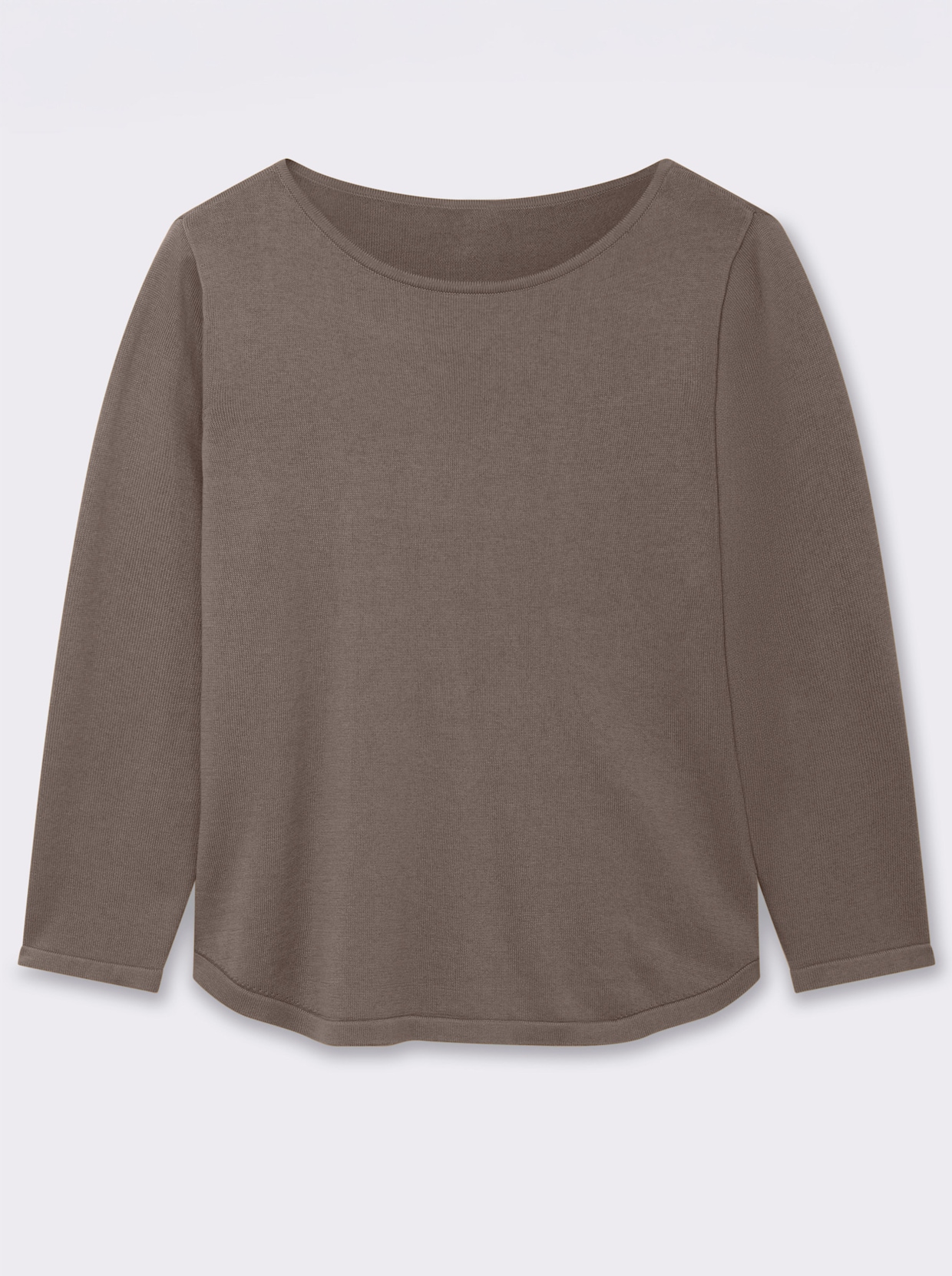 Rundhalspullover mit U-Boot-Ausschnitt - taupe