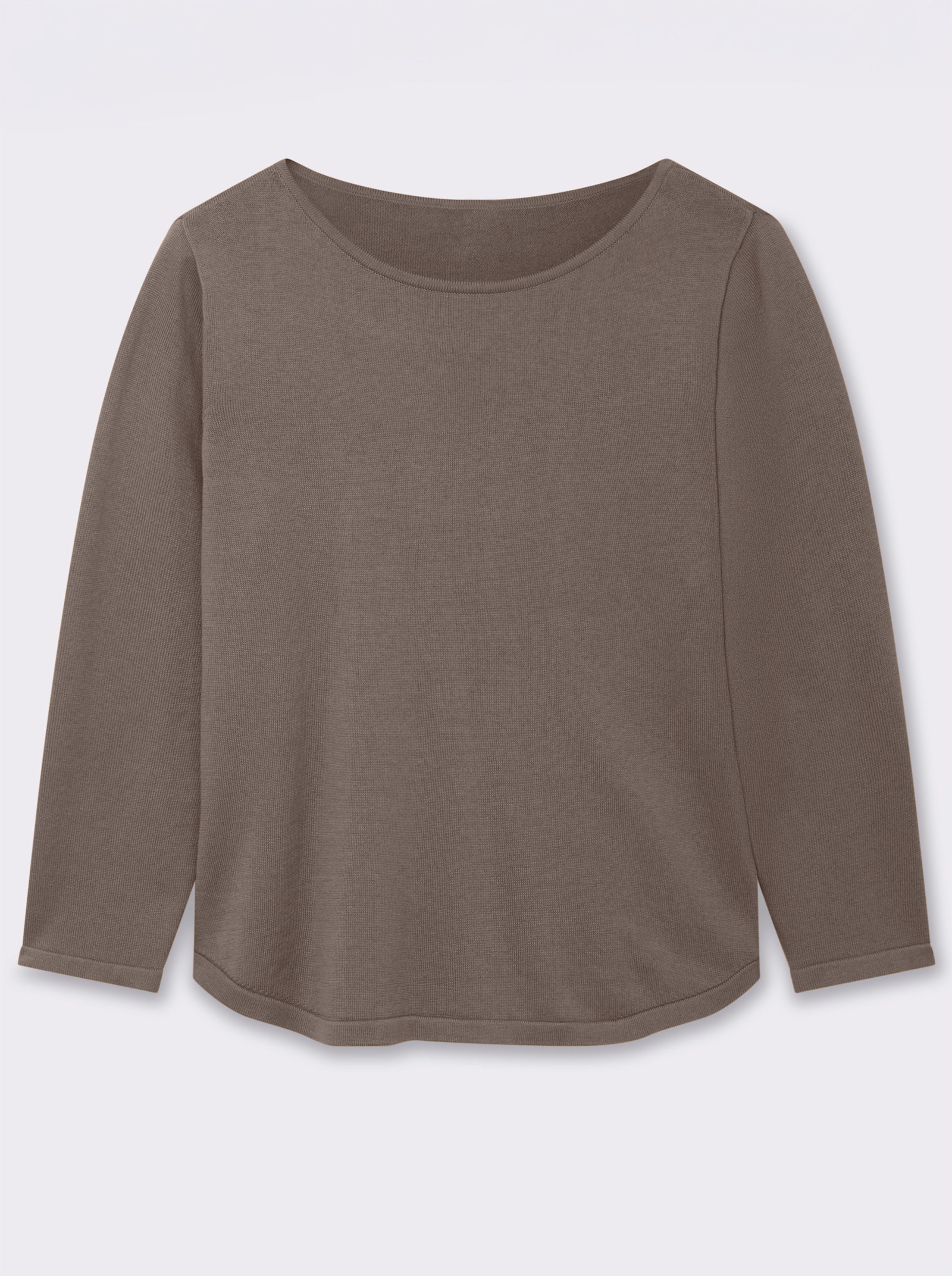 Rundhalspullover mit U-Boot-Ausschnitt - taupe