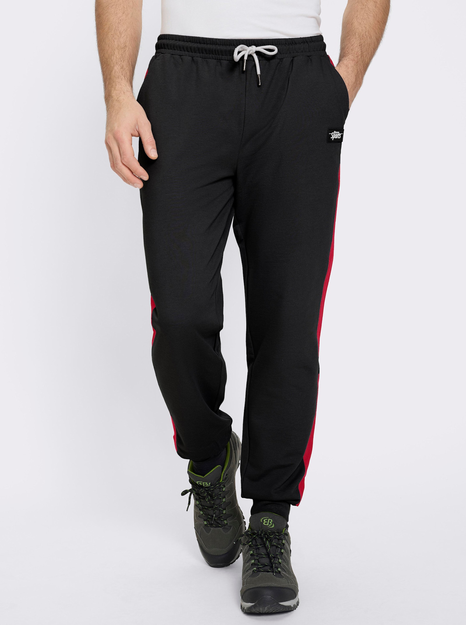 Catamaran Sports Freizeithose mit Kontraststreifen - schwarz-rot