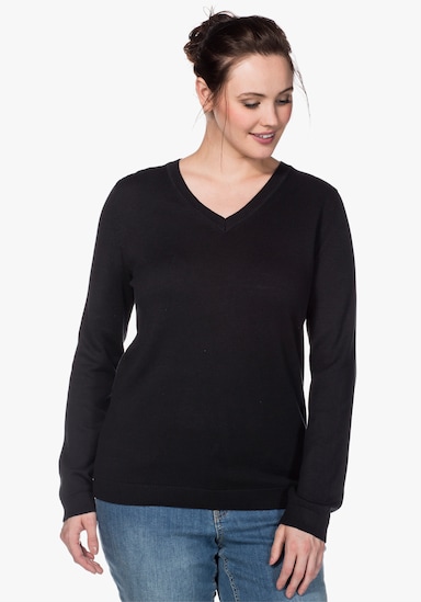 sheego Feinstrickpullover - schwarz