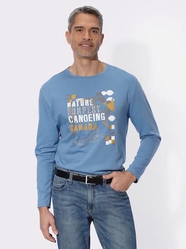 Langarmshirt mit Druckmotiv - mittelblau