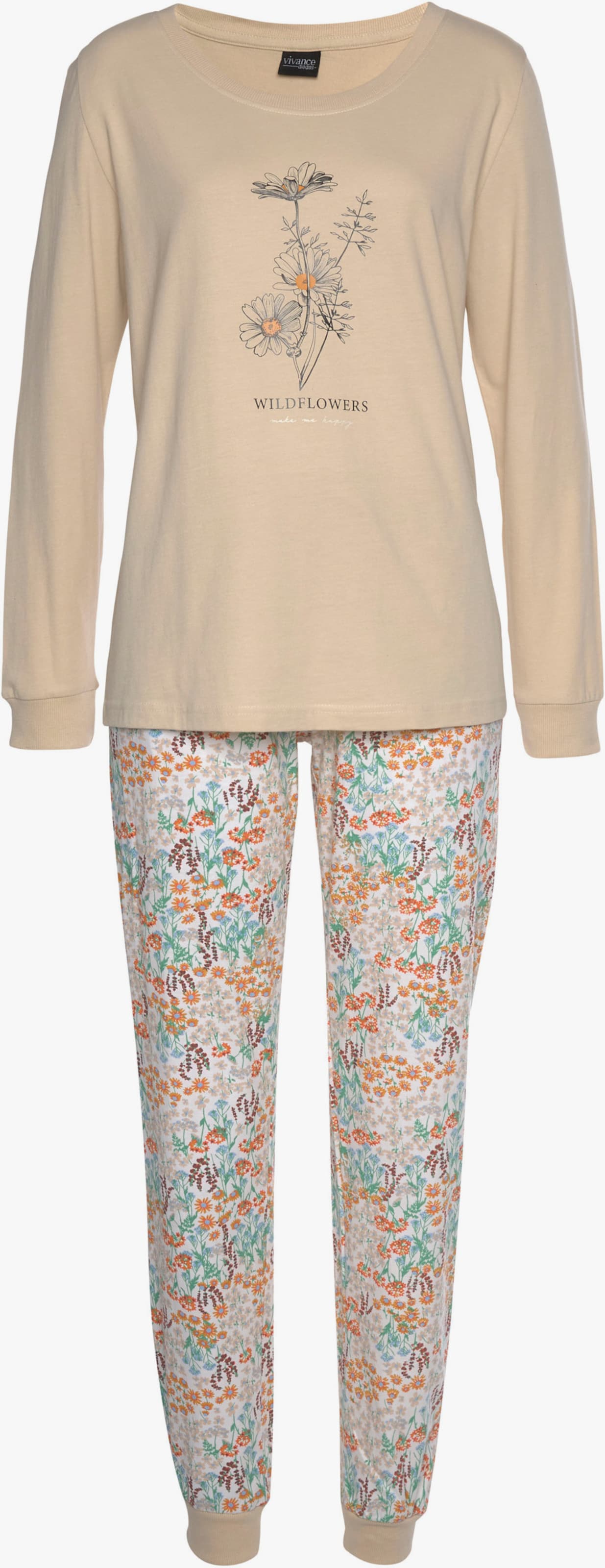 Vivance Dreams Pyjama - zand gebloemd, donkergrijs gebloemd