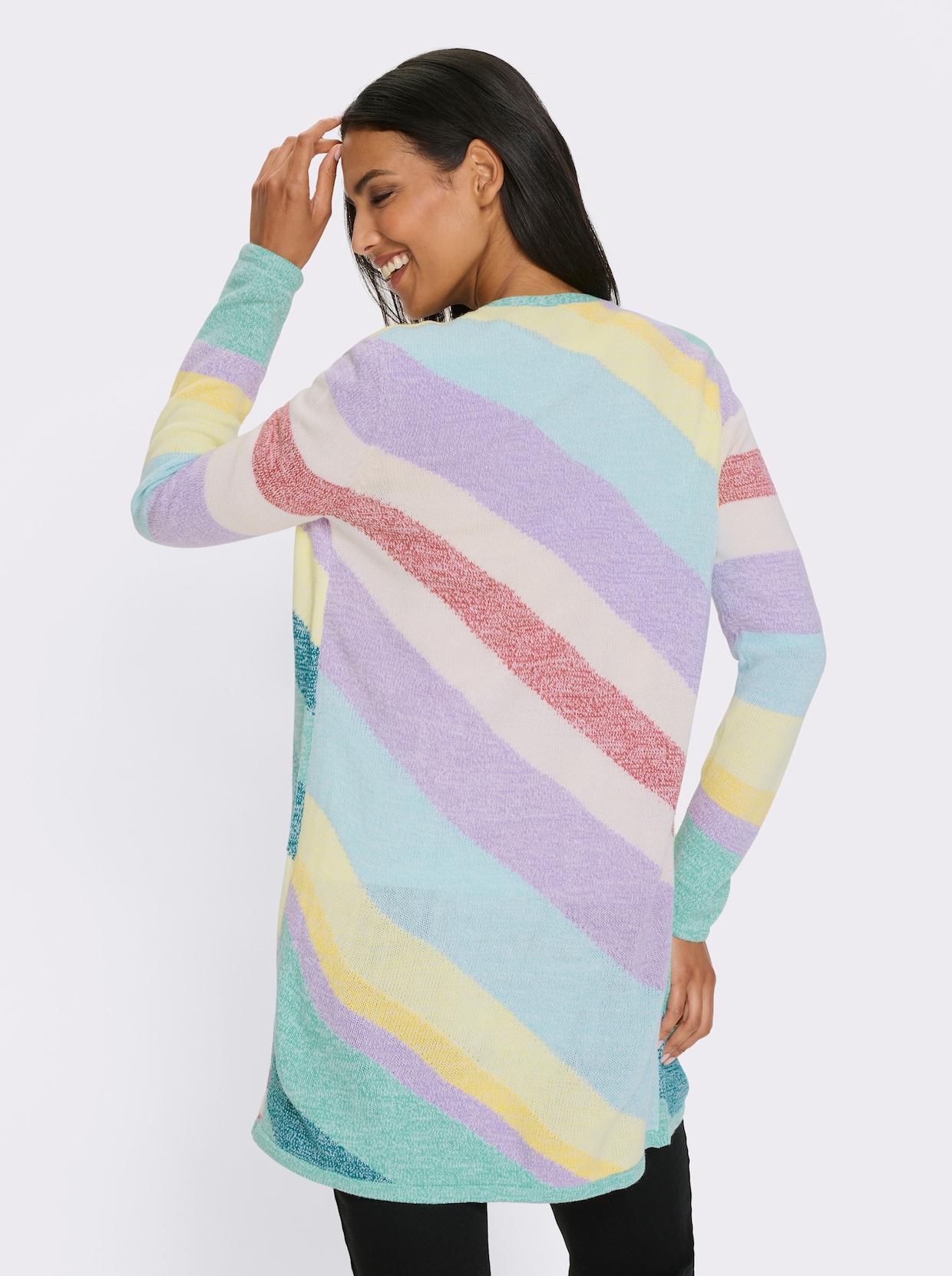 Strickjacke - blaugrün-lavendel-gemustert