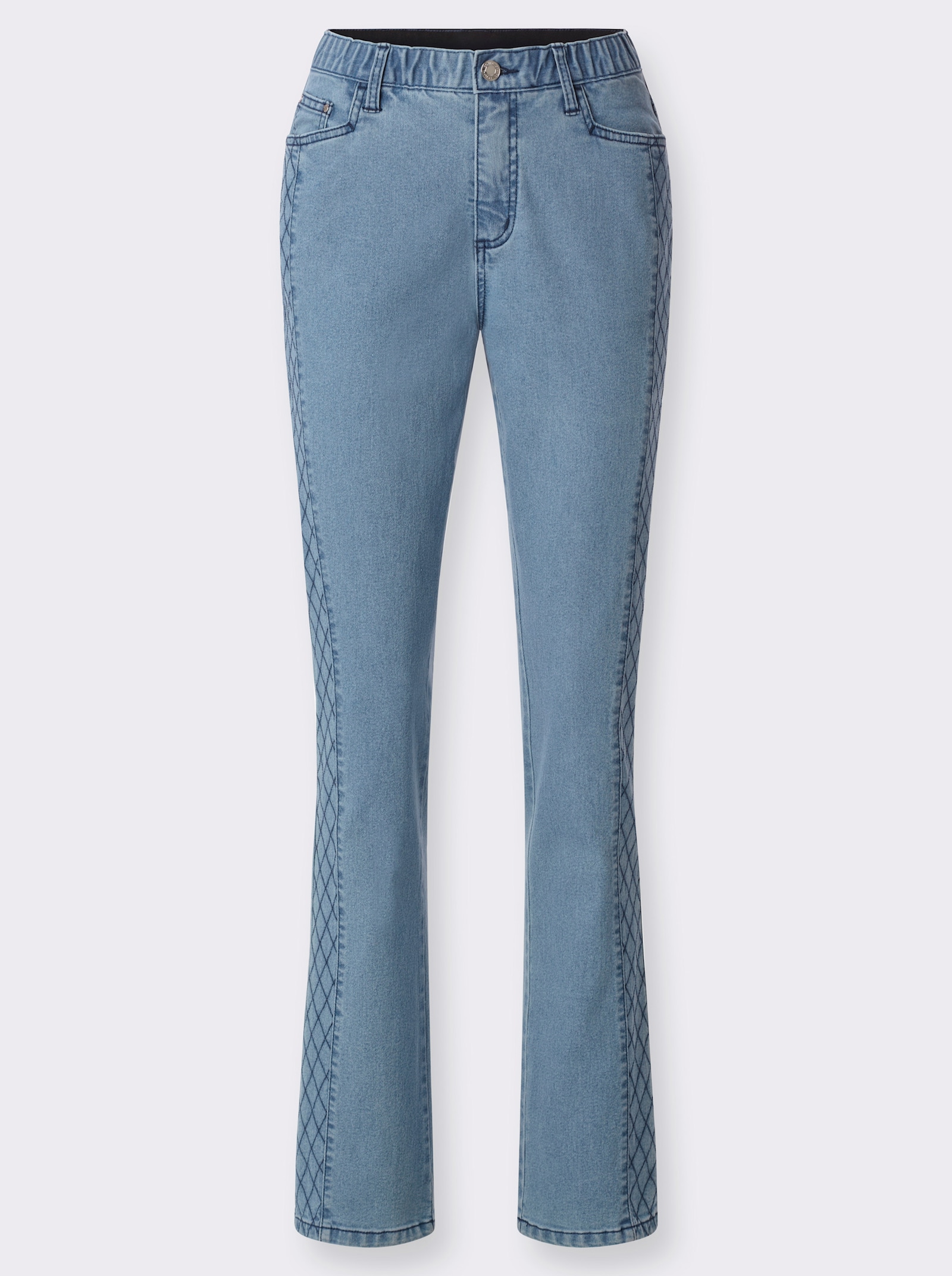 5-Pocket-Jeans mit Rauten-Steppung - blue-bleached
