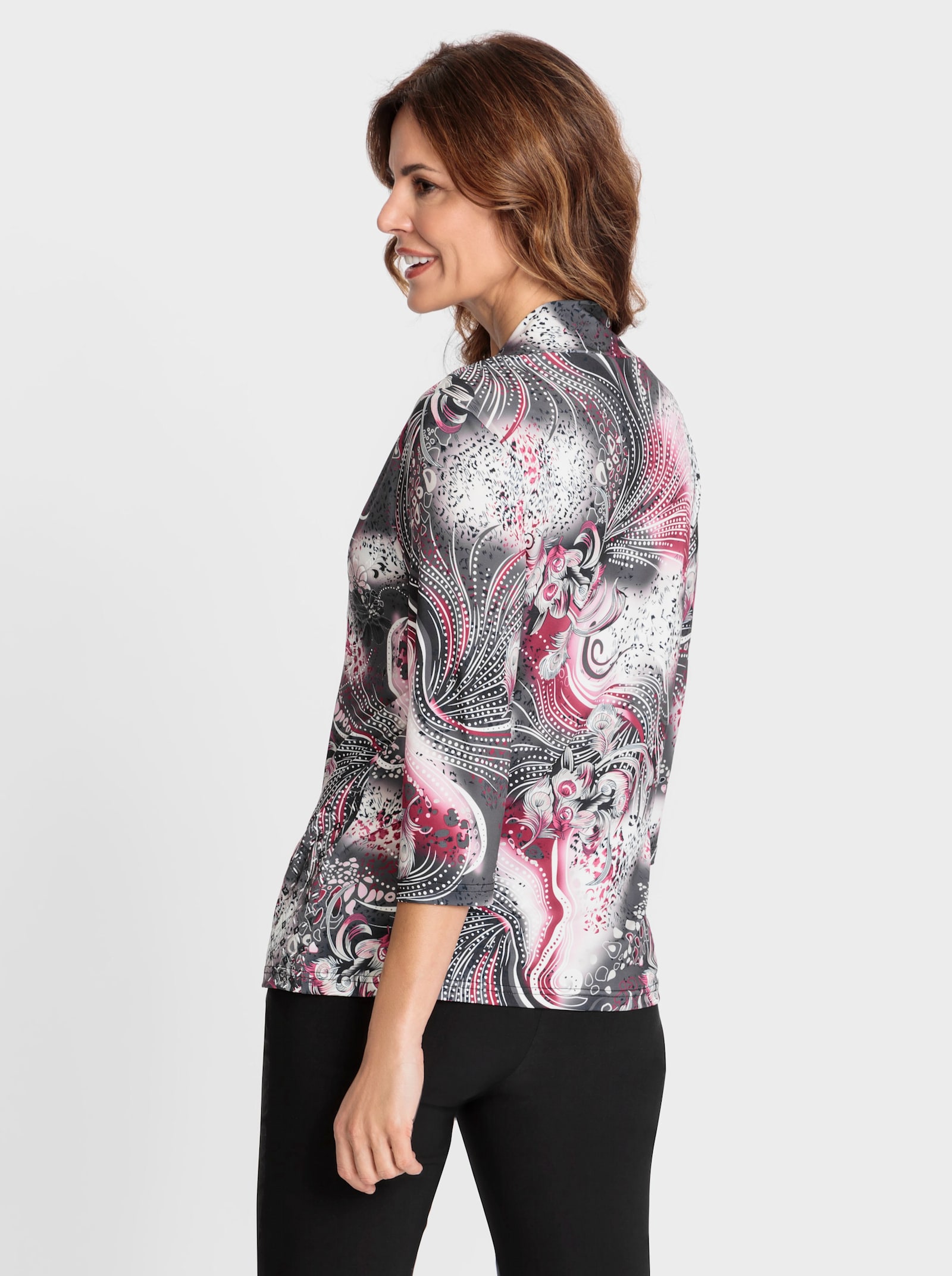 2-in-1-Shirt mit Glitzer-Effekt - rosé-gemustert