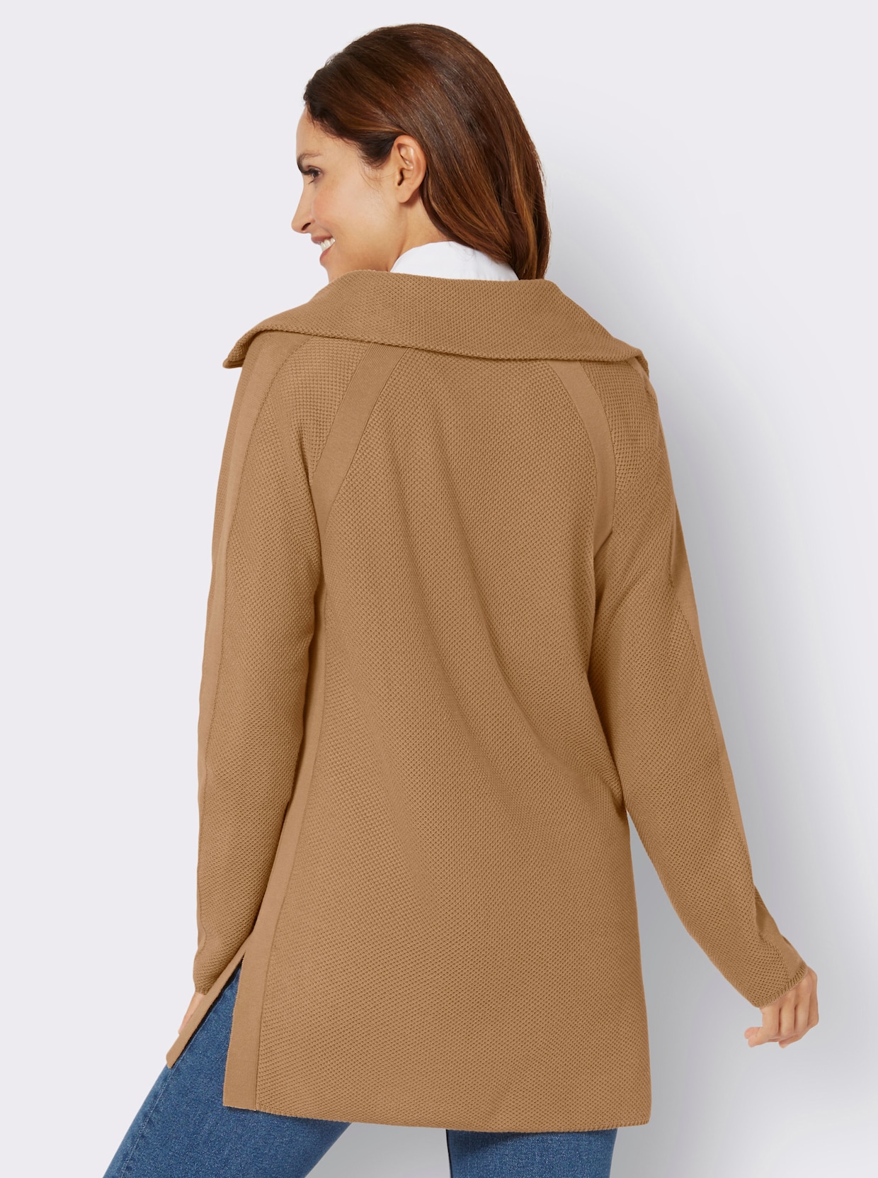 Long-Strickjacke - camel