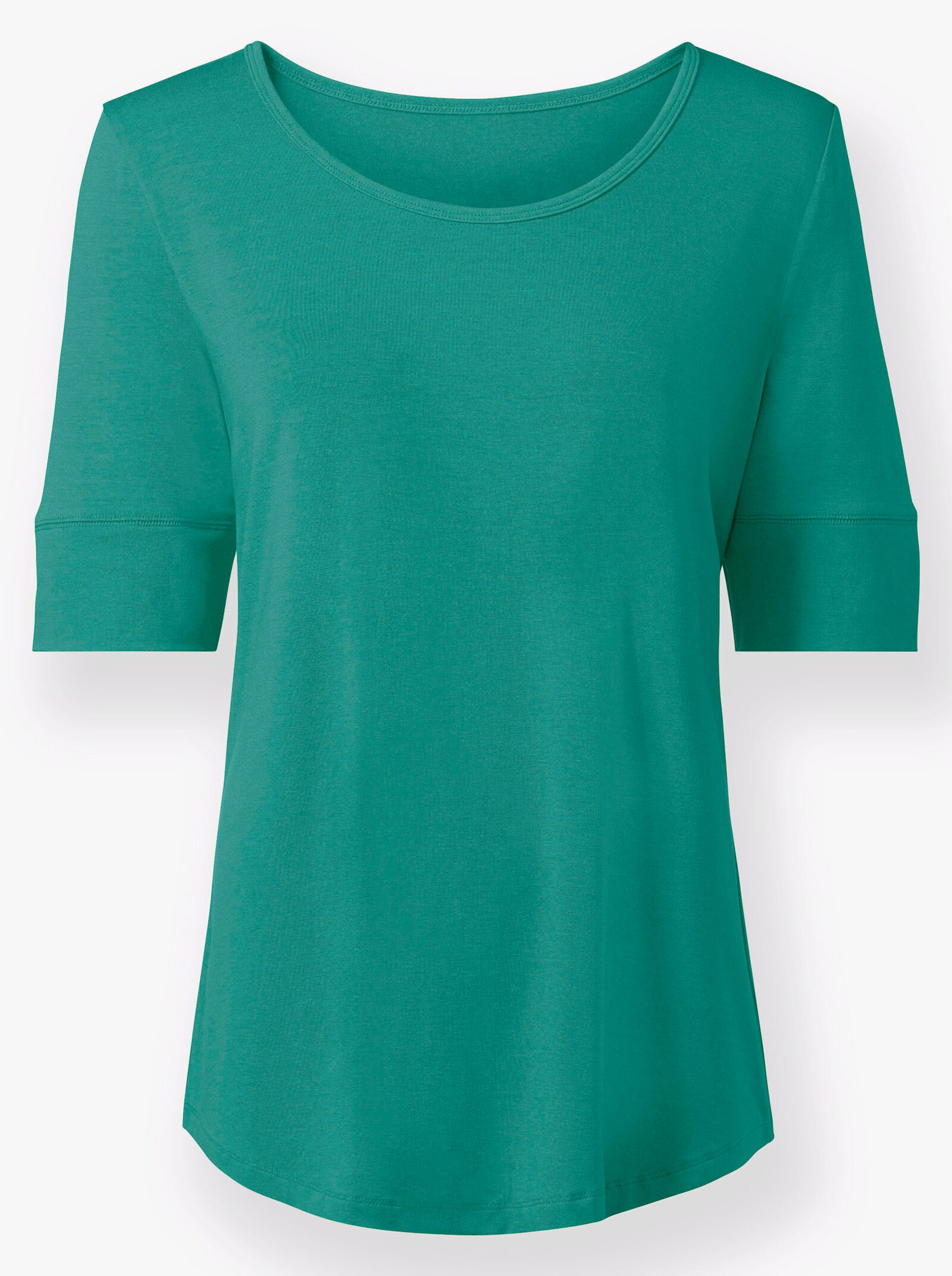 T-Shirt mit zweilagigem Ärmelbündchen - smaragd
