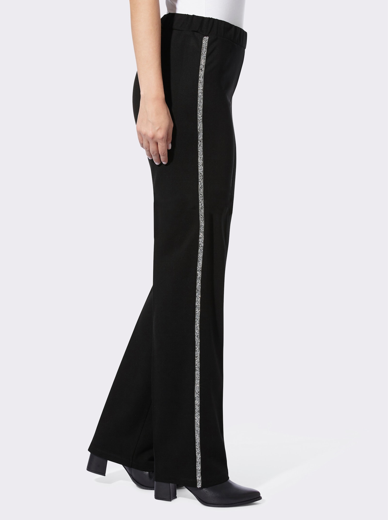 heine Jerseyhose mit glitzernden Galonstreifen - schwarz